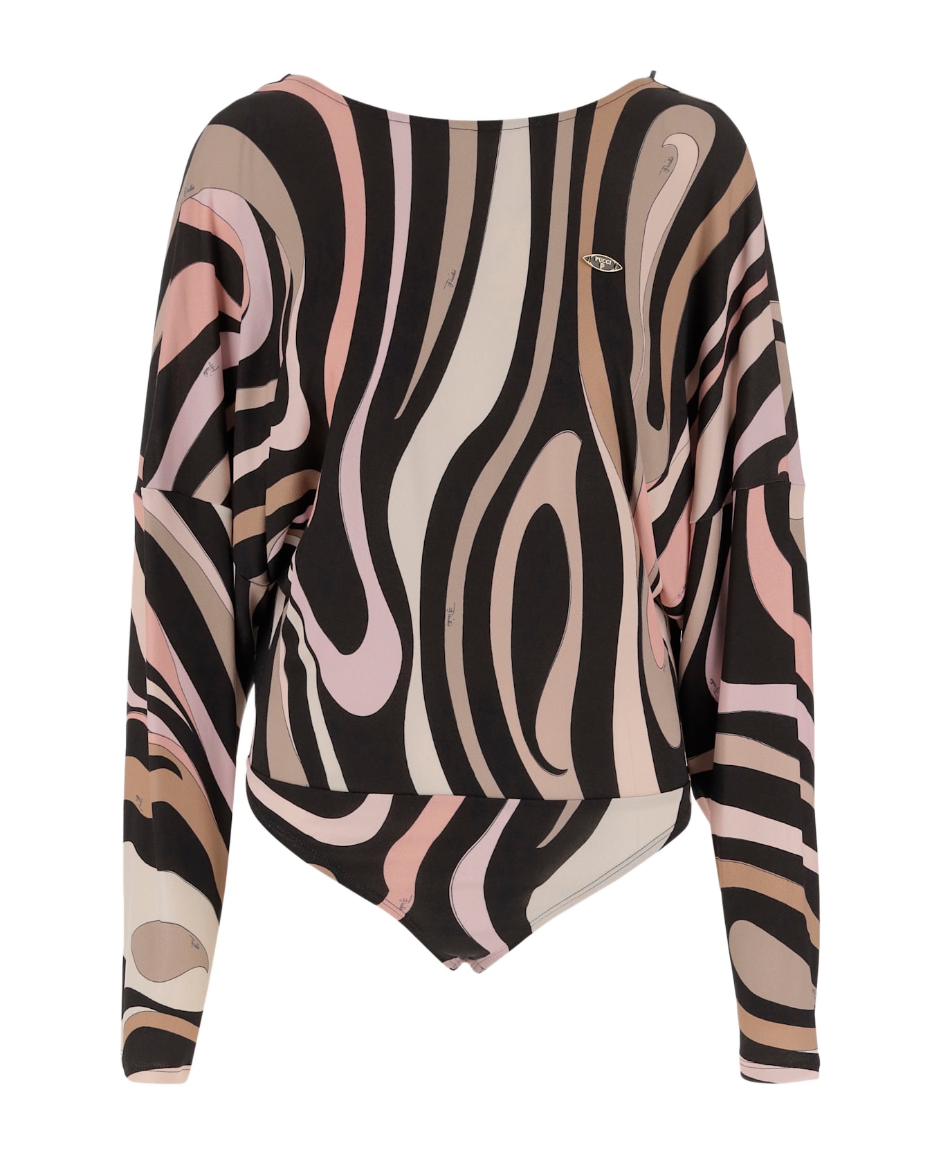 Pucci Marble Print Bodysuit With Cape Sleeves - Red