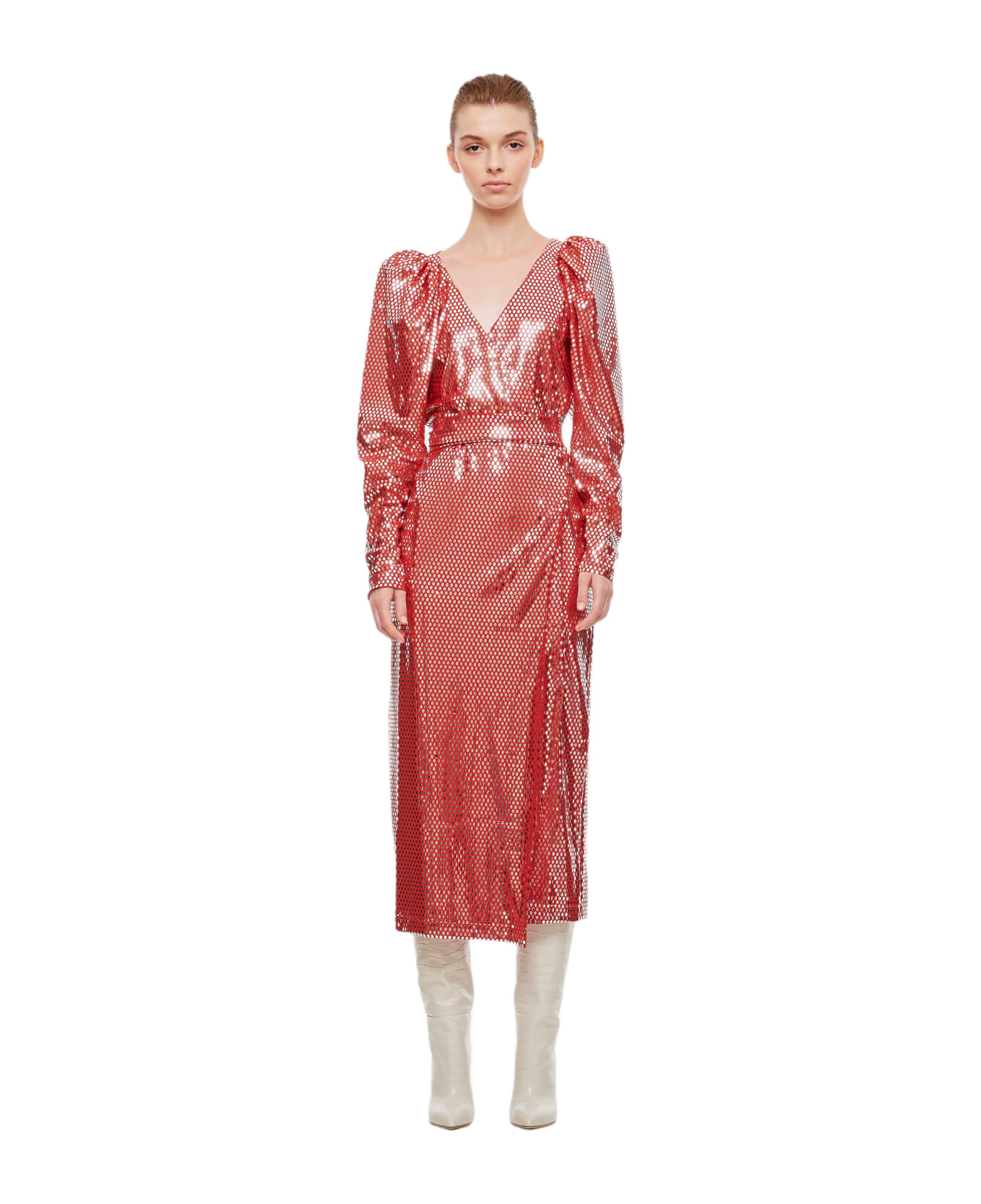 Rotate by Birger Christensen Bridget Midi Dress - Red