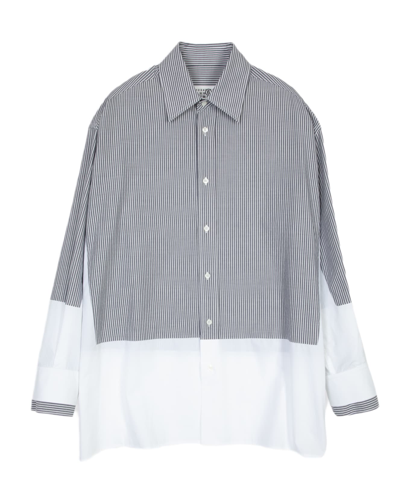 MM6 Maison Margiela Camicia A Maniche Lunghe Cotton Shirt - Bianco/grigio