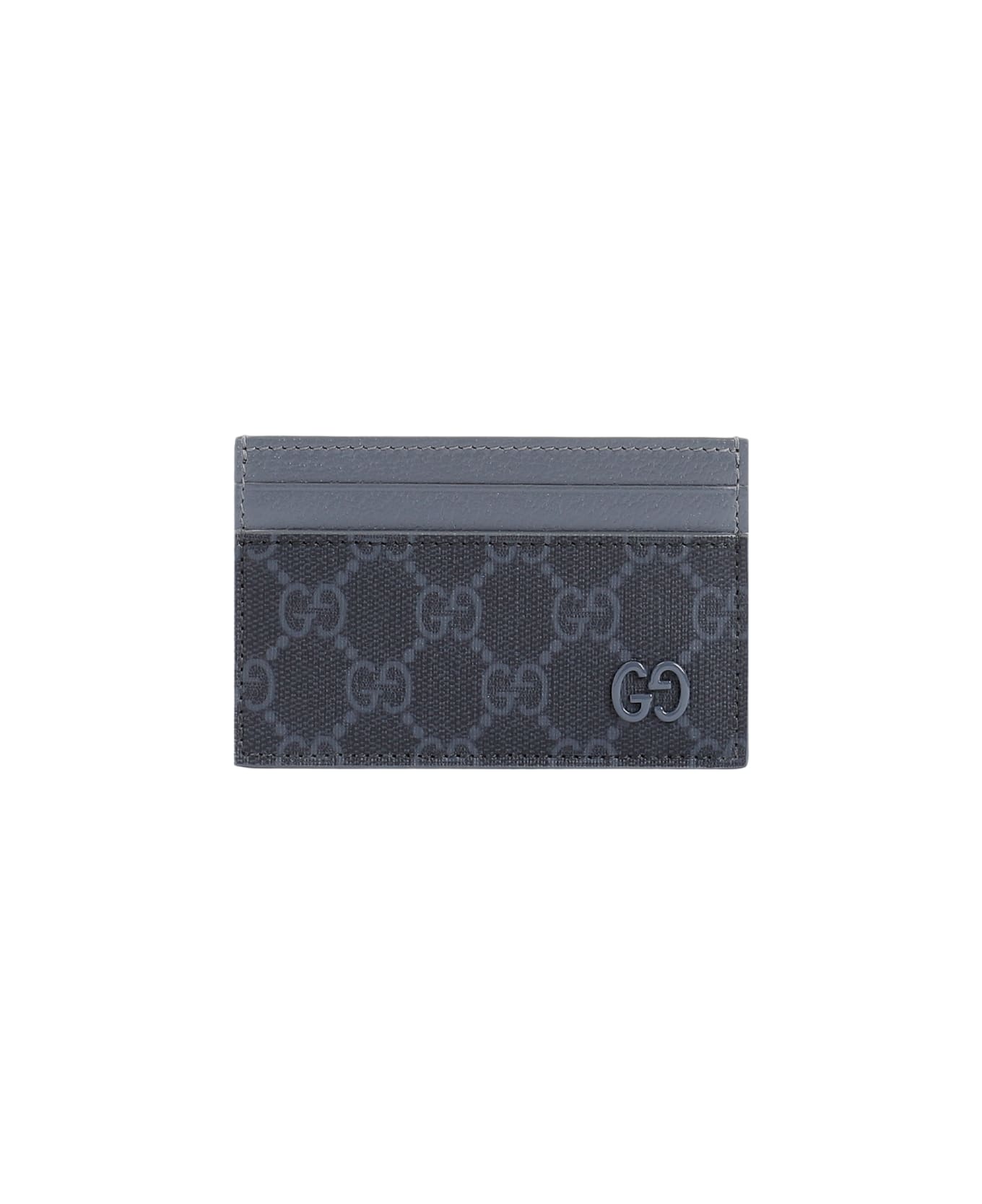 Gucci Logo Card Holder - Black Steel Steel