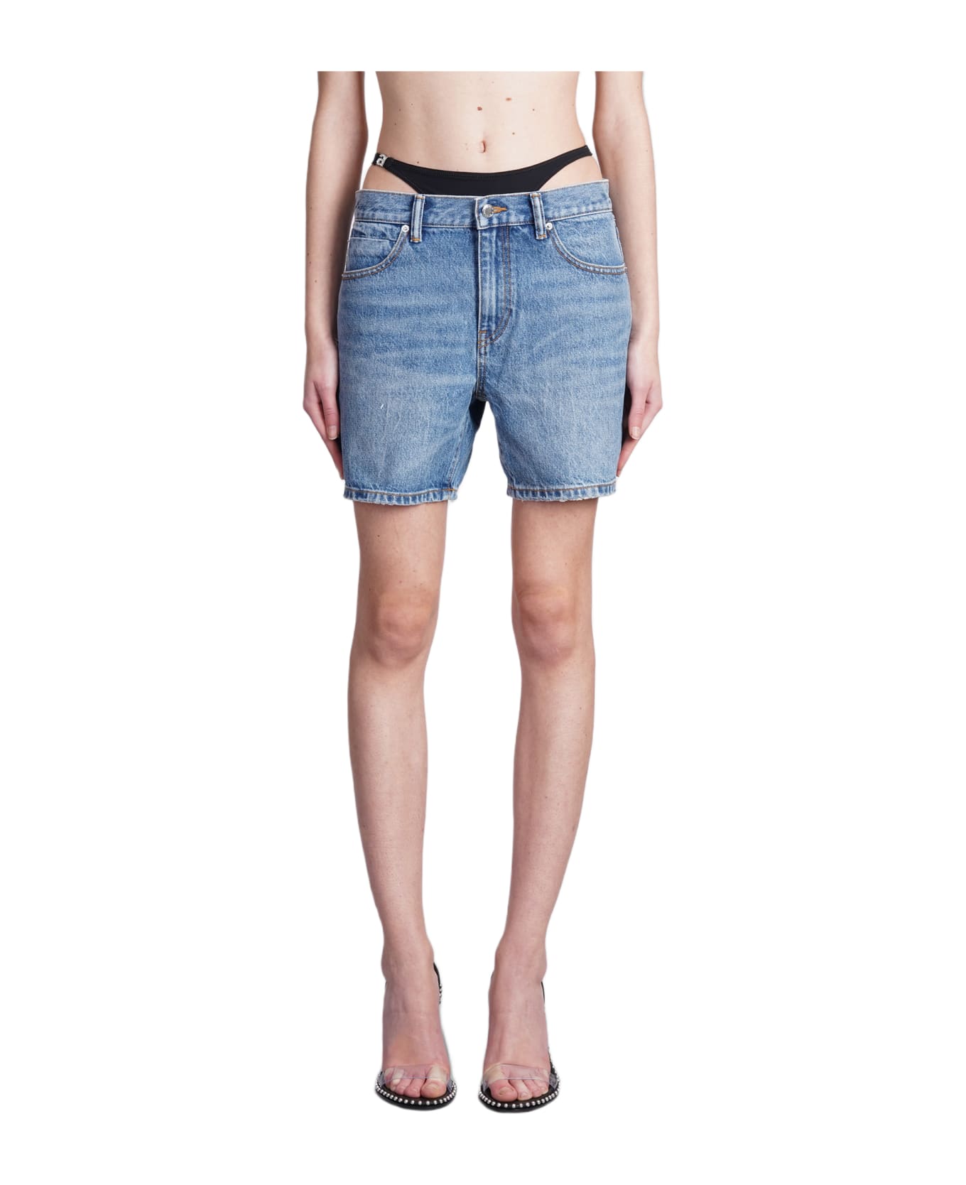 Alexander Wang Shorts In Blue Denim - blue