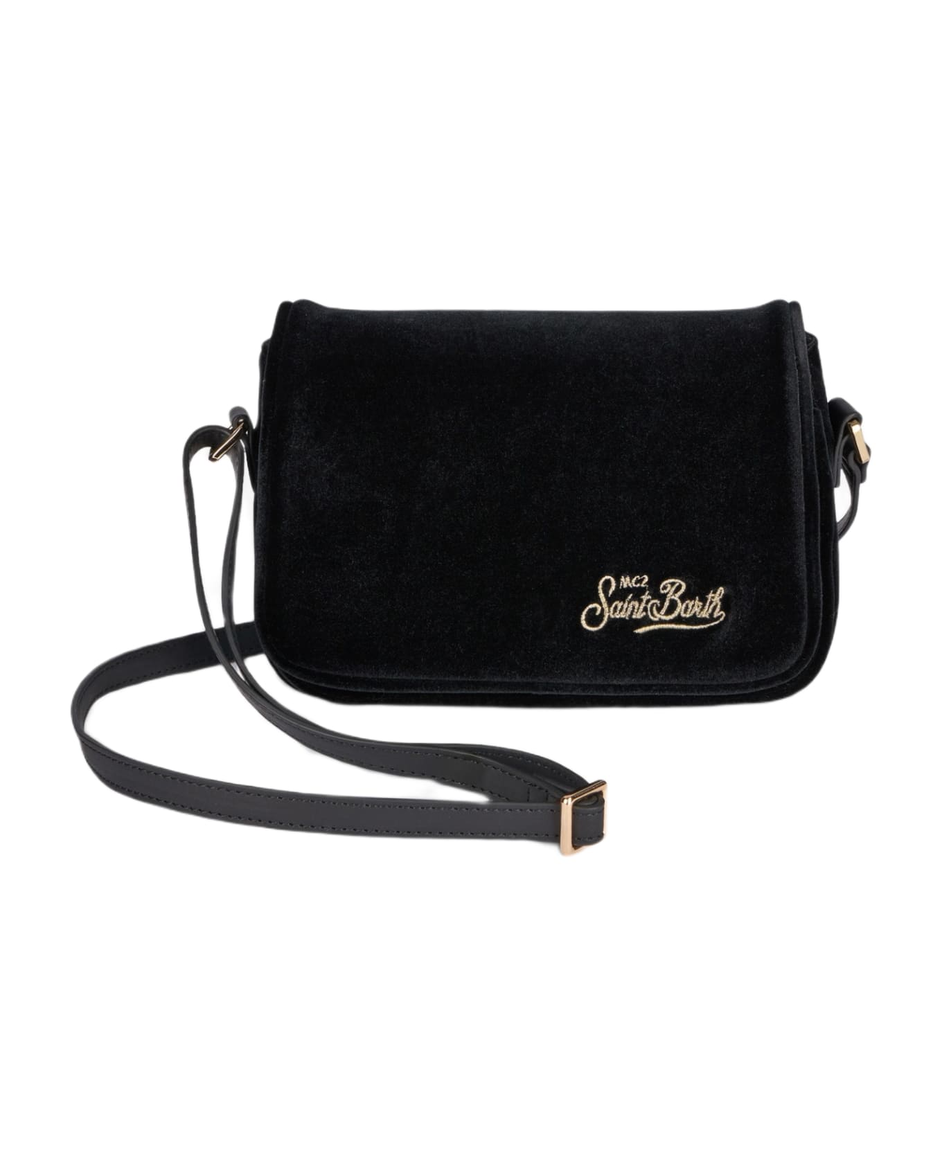 MC2 Saint Barth Black Velvet Flap Cross-body Bag - BLACK