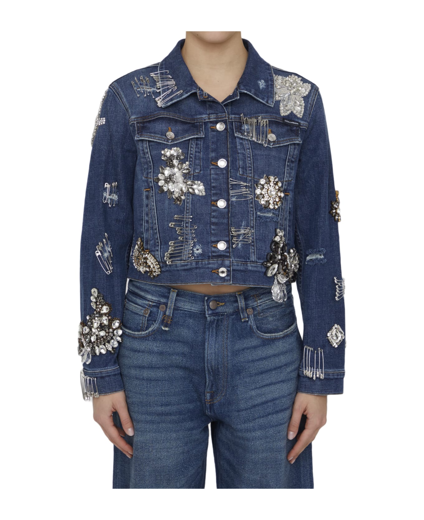 Dolce & Gabbana Denim Jacket With Rhinestones - LIGHT BLUE