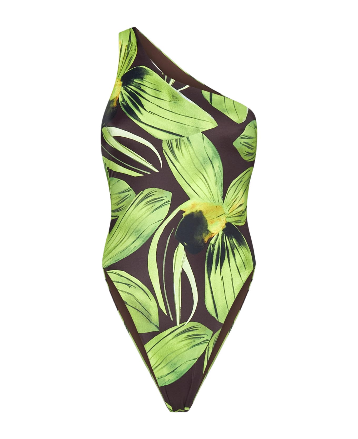 Louisa Ballou Plunge Print Swimsuit - Green