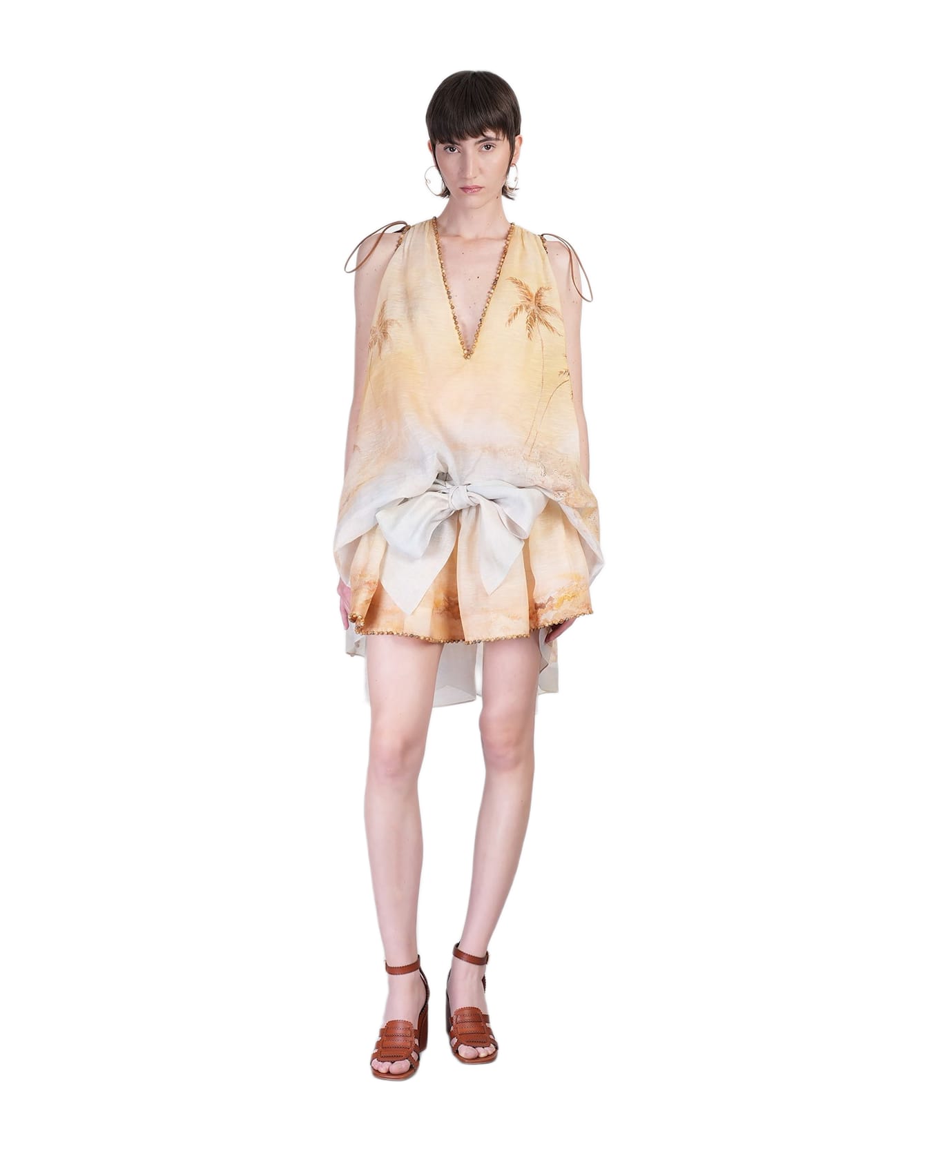 Zimmermann Mini Dress In Yellow Linen - yellow