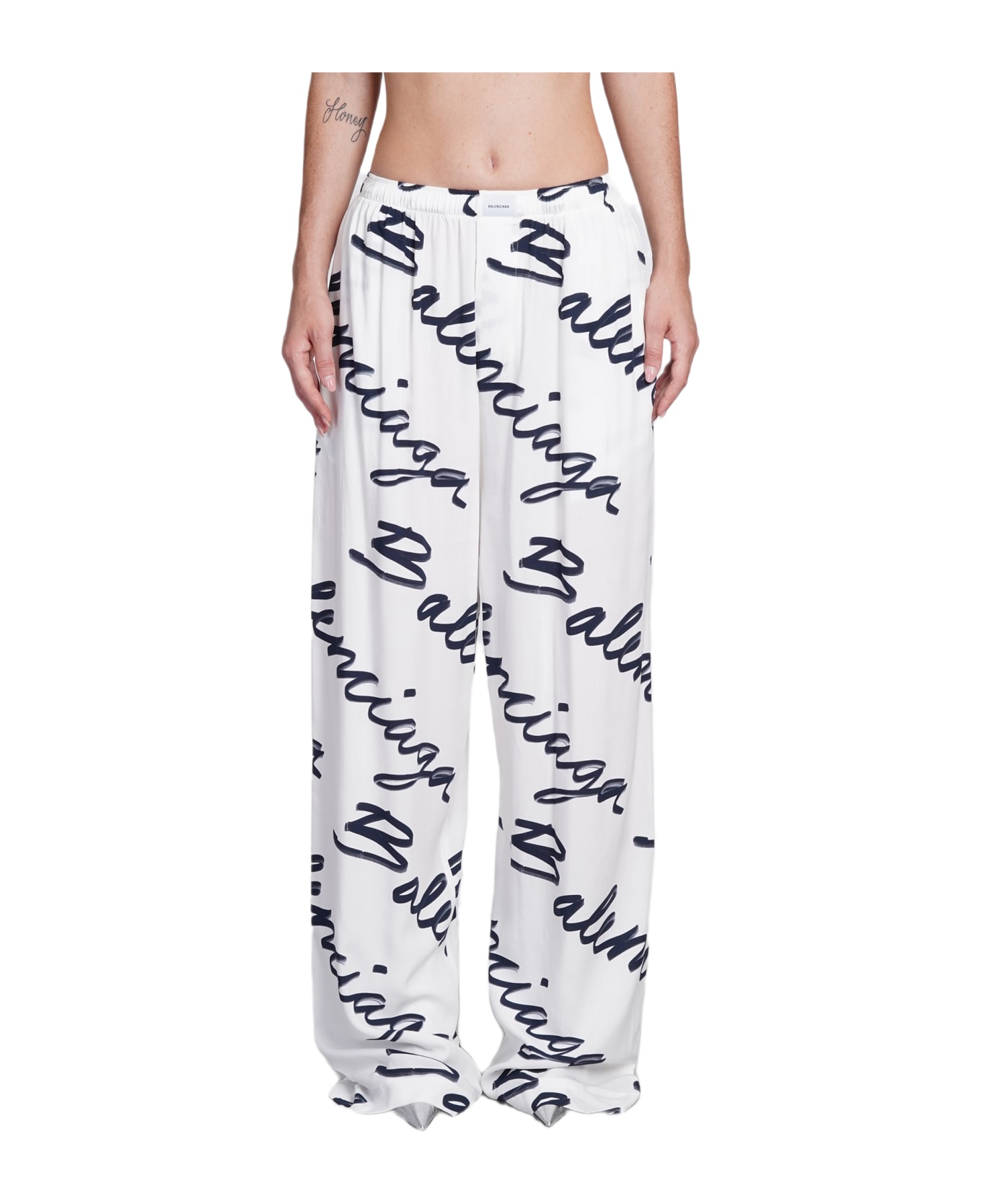 Balenciaga Pants In White Viscose - white