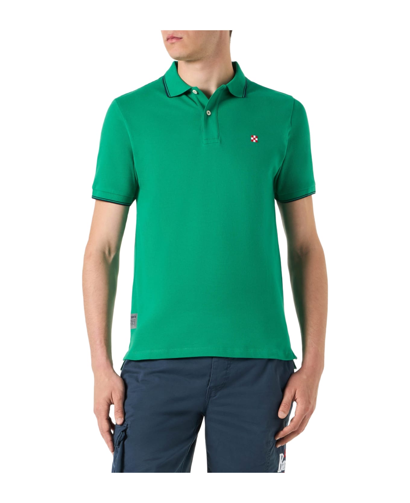 MC2 Saint Barth Green Polo With St. Barth Check Logo - GREEN