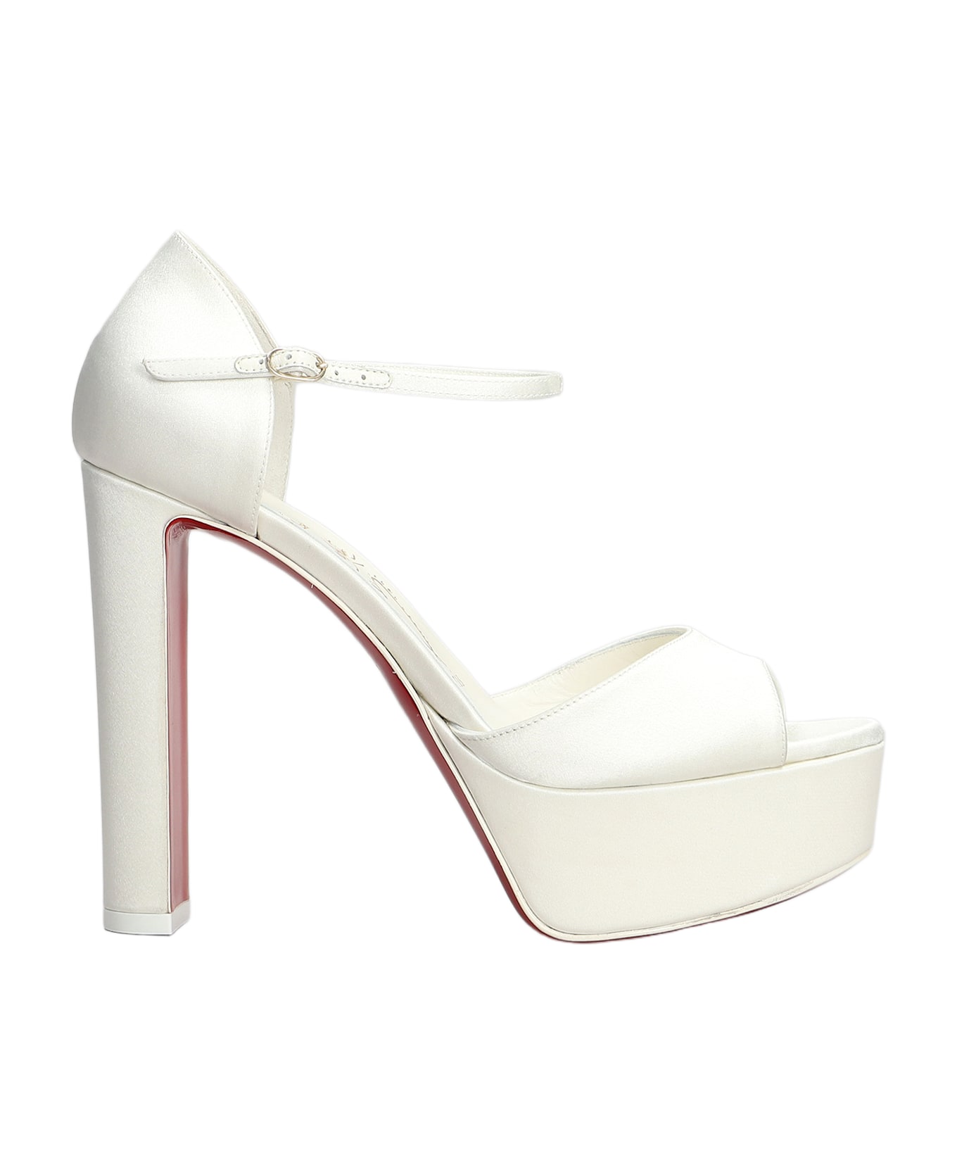 Christian Louboutin Sandaloo 130 Sandals In White Silk - white