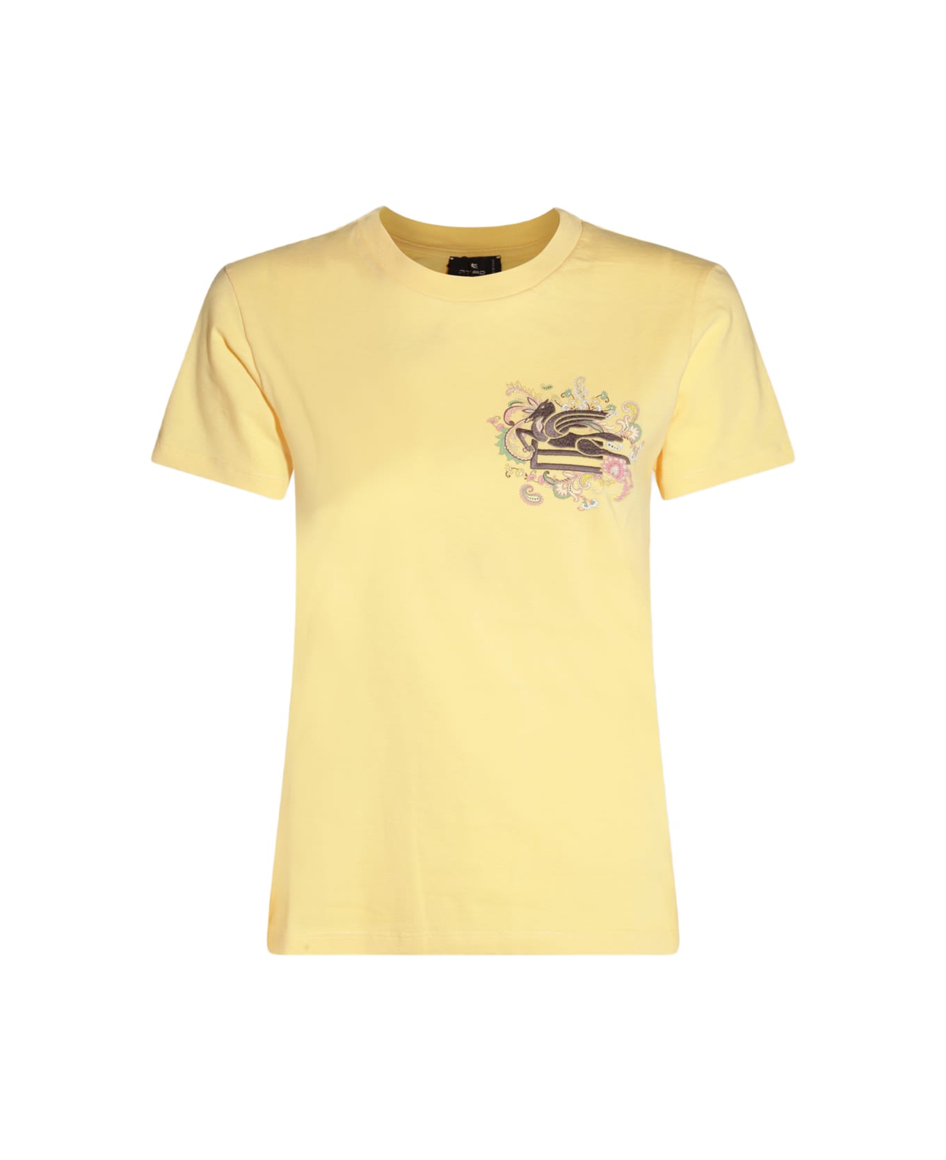 Etro Cotton T-shirt With Embroidery - Yellow