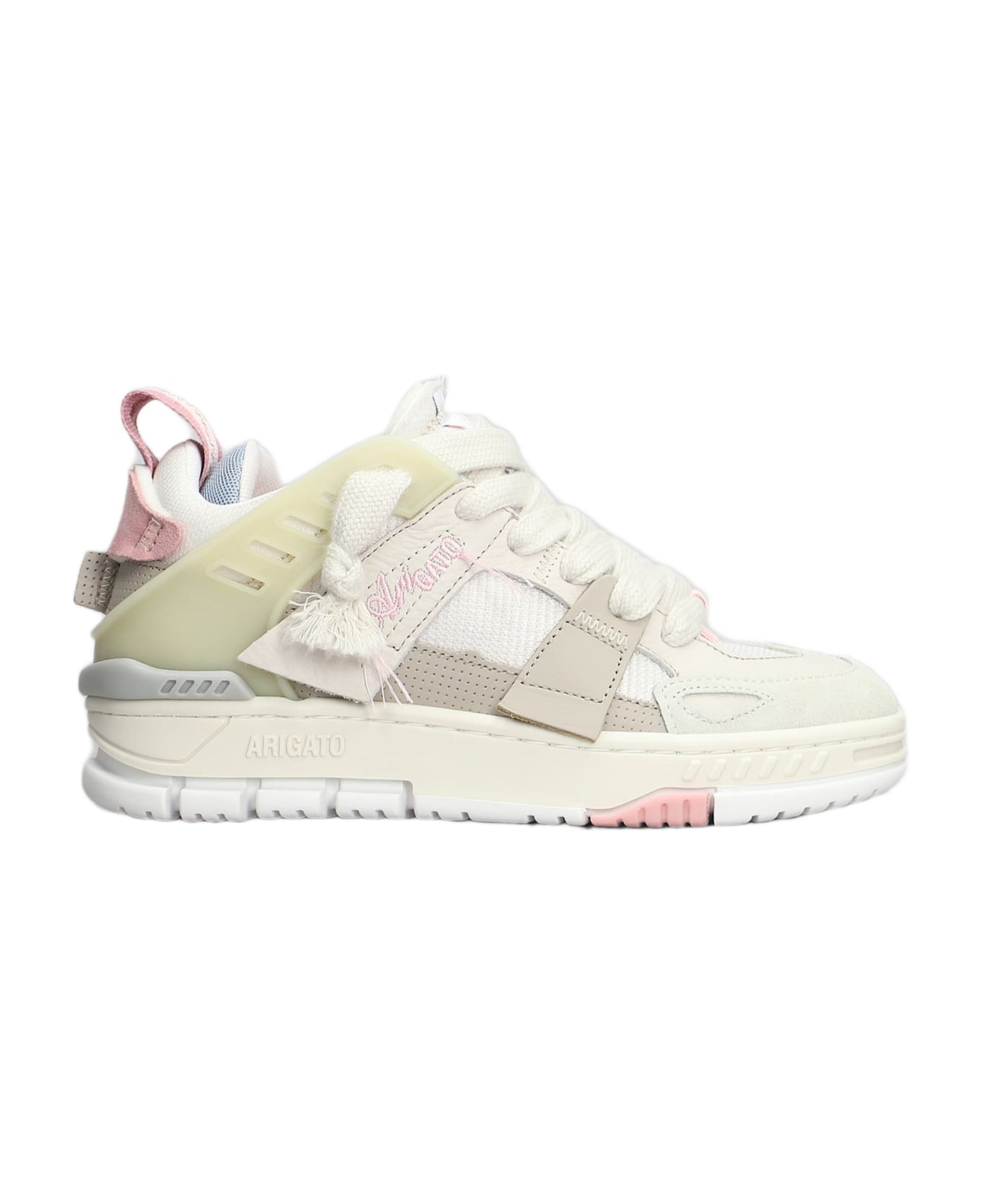 Area Patchwork Sneakers In Beige Suede And Fabric