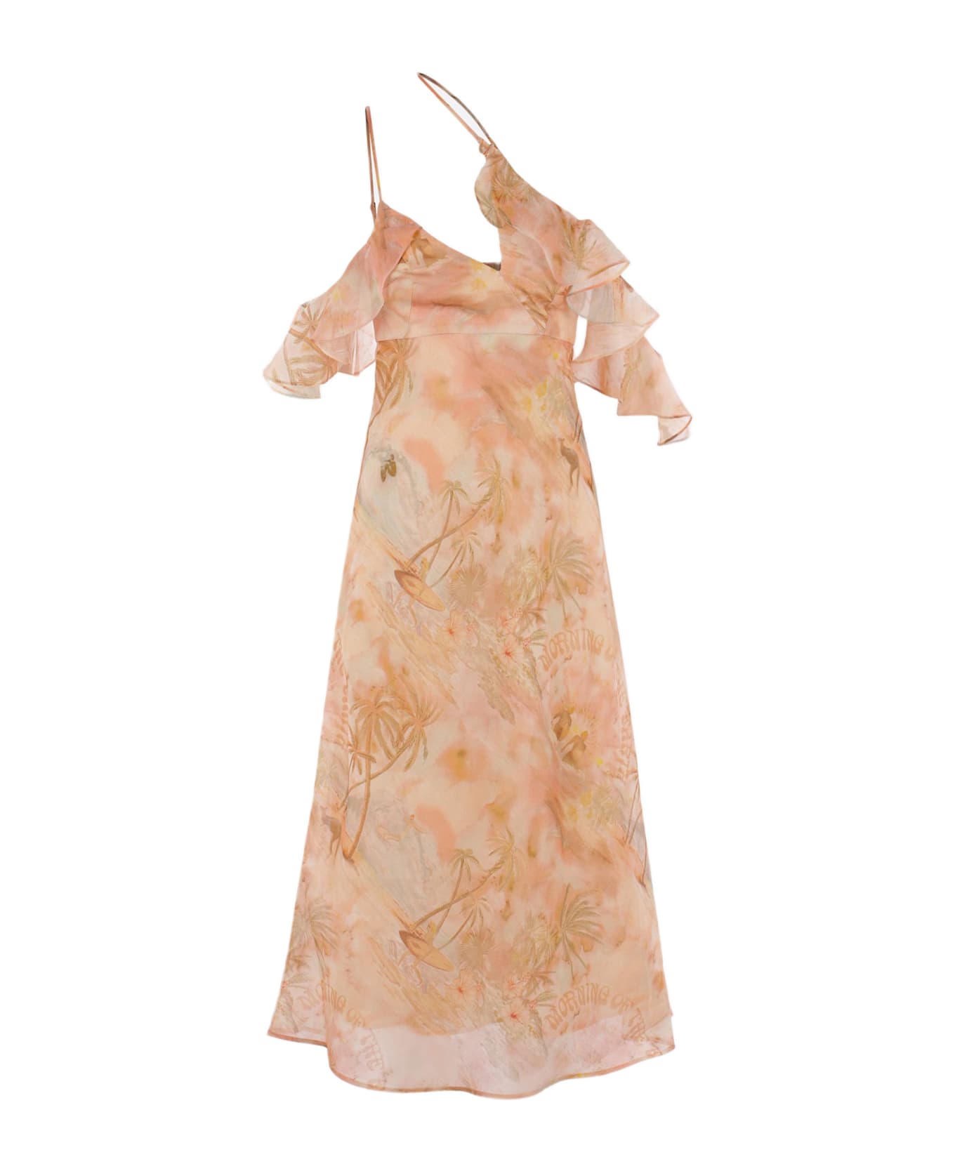 Zimmermann Illuminate Slip Dress In Linen And Silk - NEUTRALS
