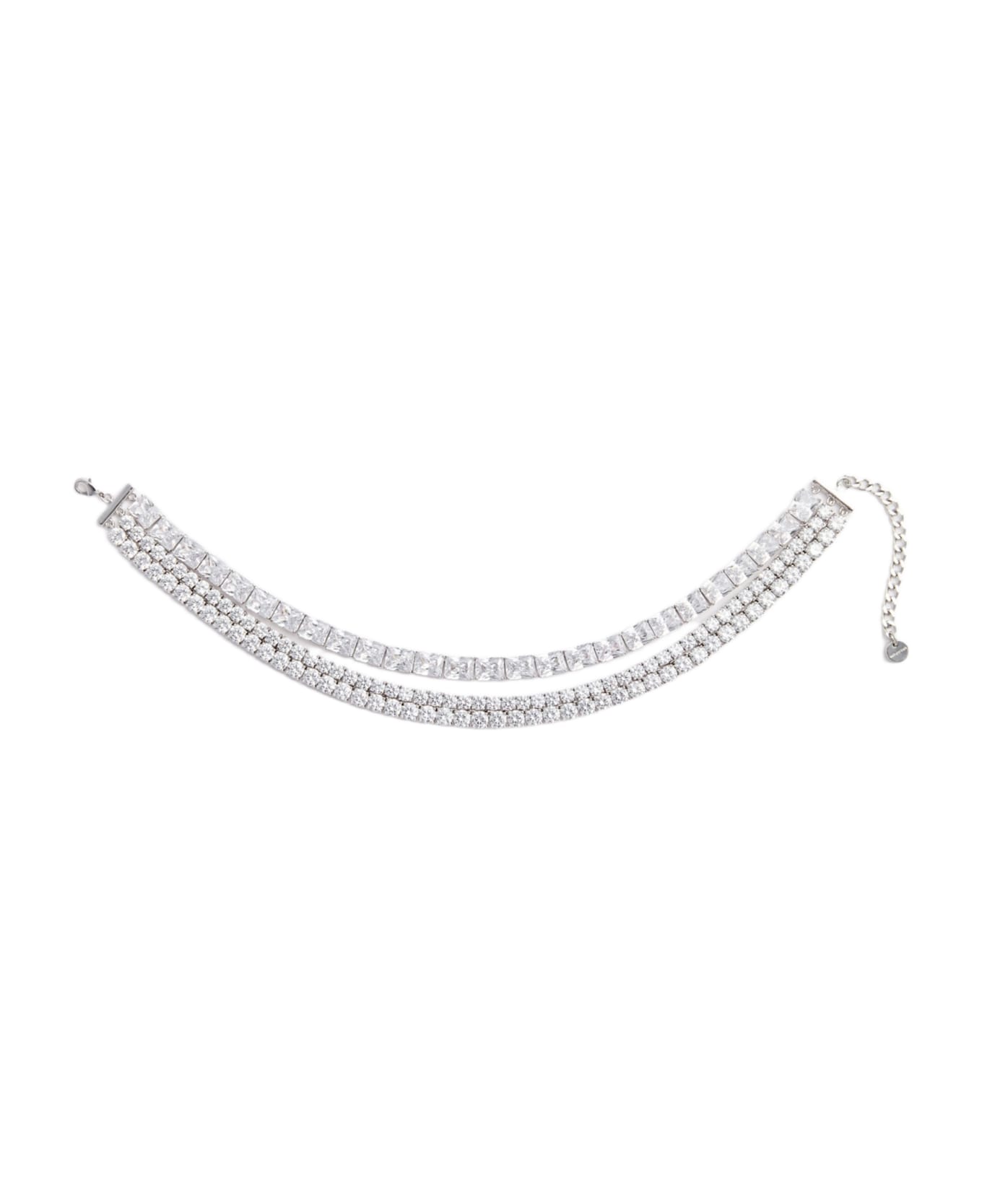 self-portrait Multi Crystal Choker - SILVER