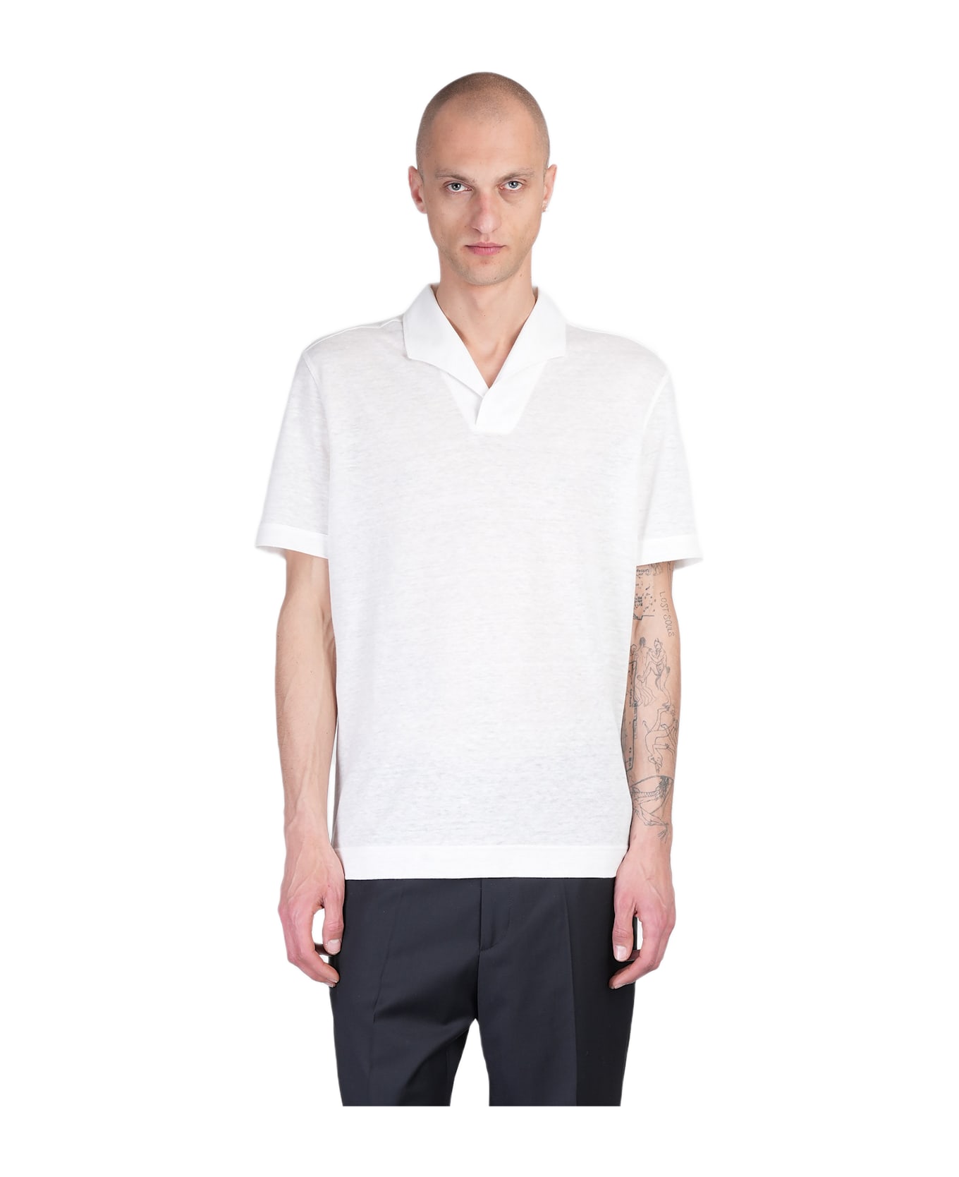 Zegna Polo In Beige Linen - beige