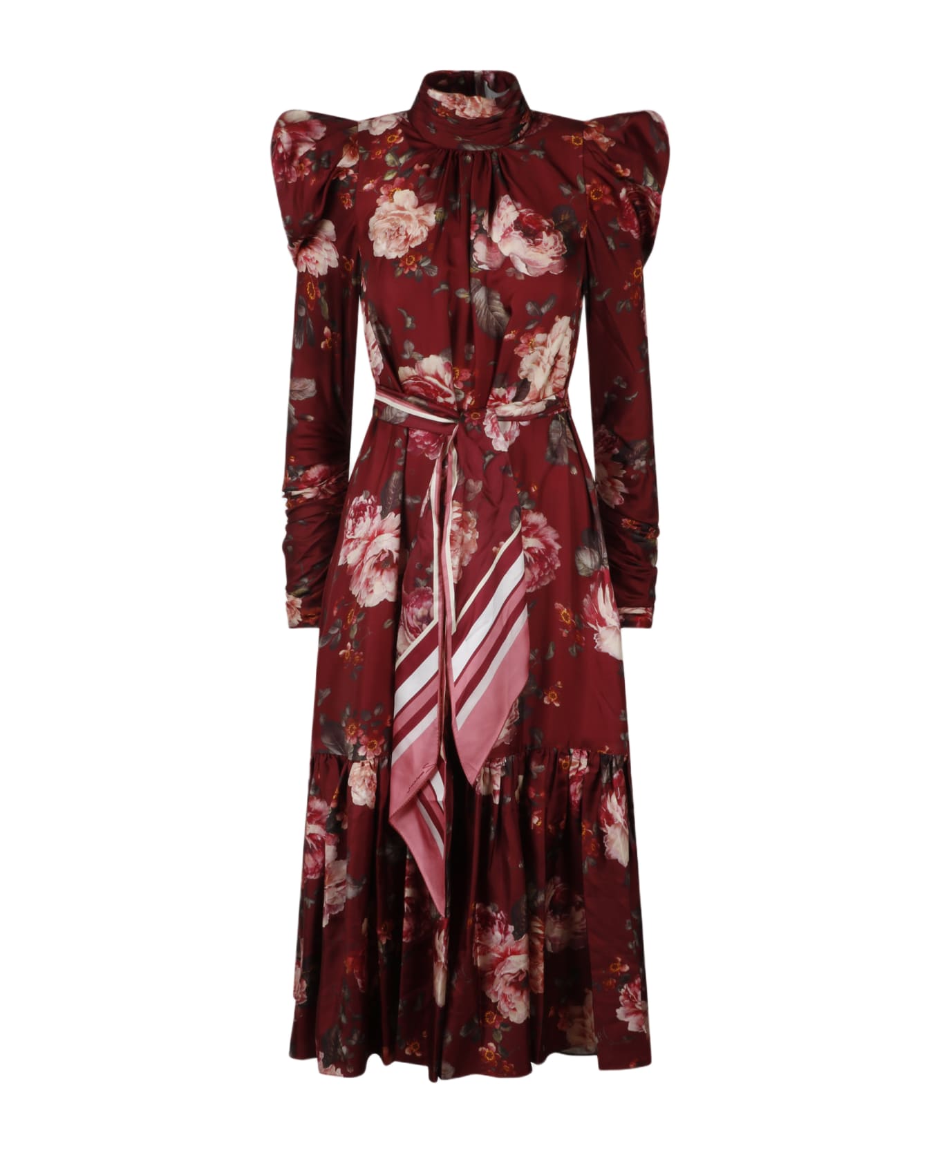Zimmermann Luminosity Gathered Frill Midi Dress - Pink & Purple