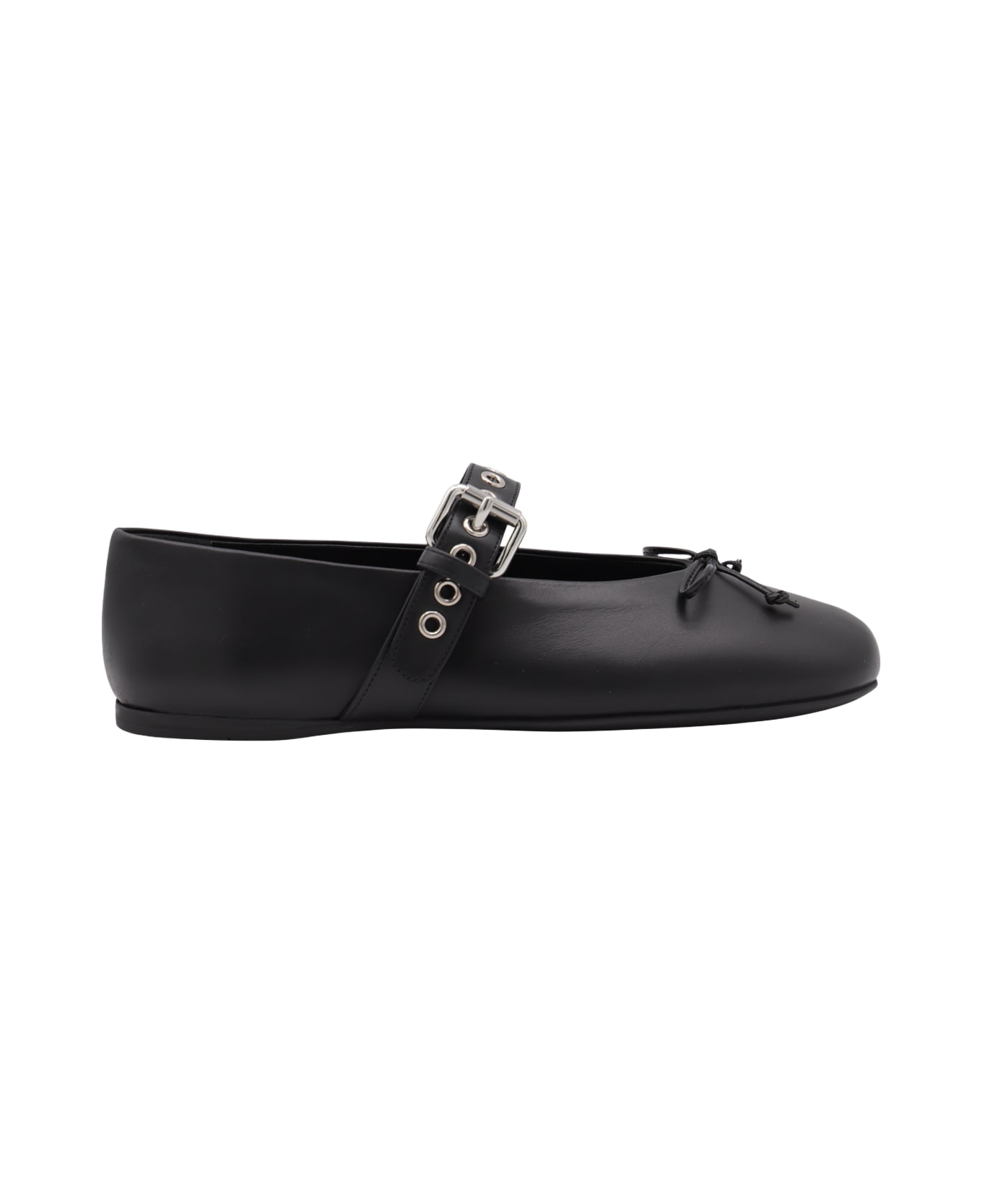 Miu Miu Black Leather Flat - Black