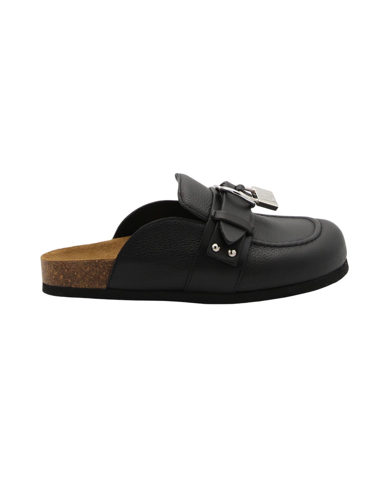 J.W. Anderson Black Leather Gourmet Chain Flats - Black