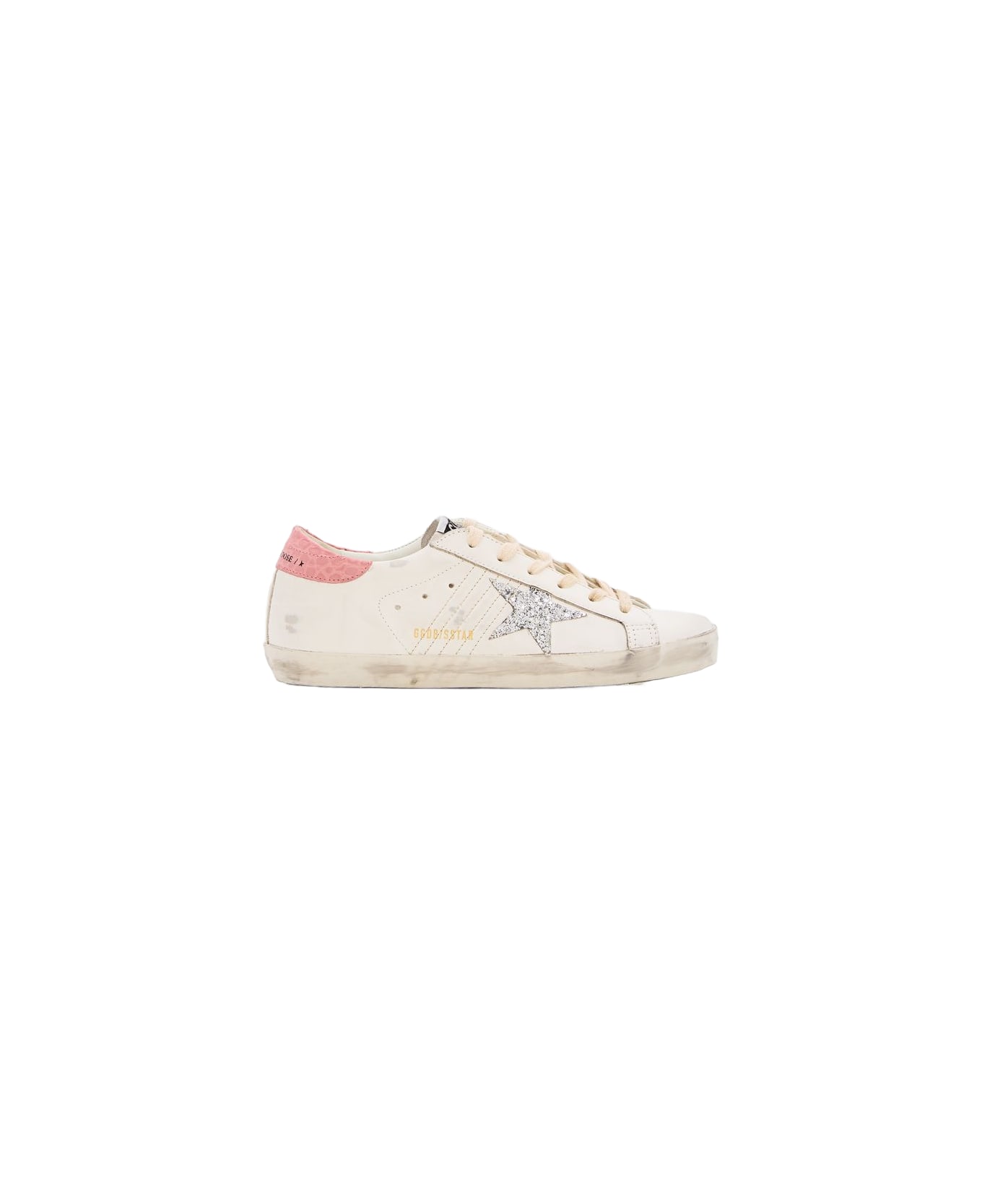 Golden Goose Super Star Leather And Glitter Sneakers - White スニーカー