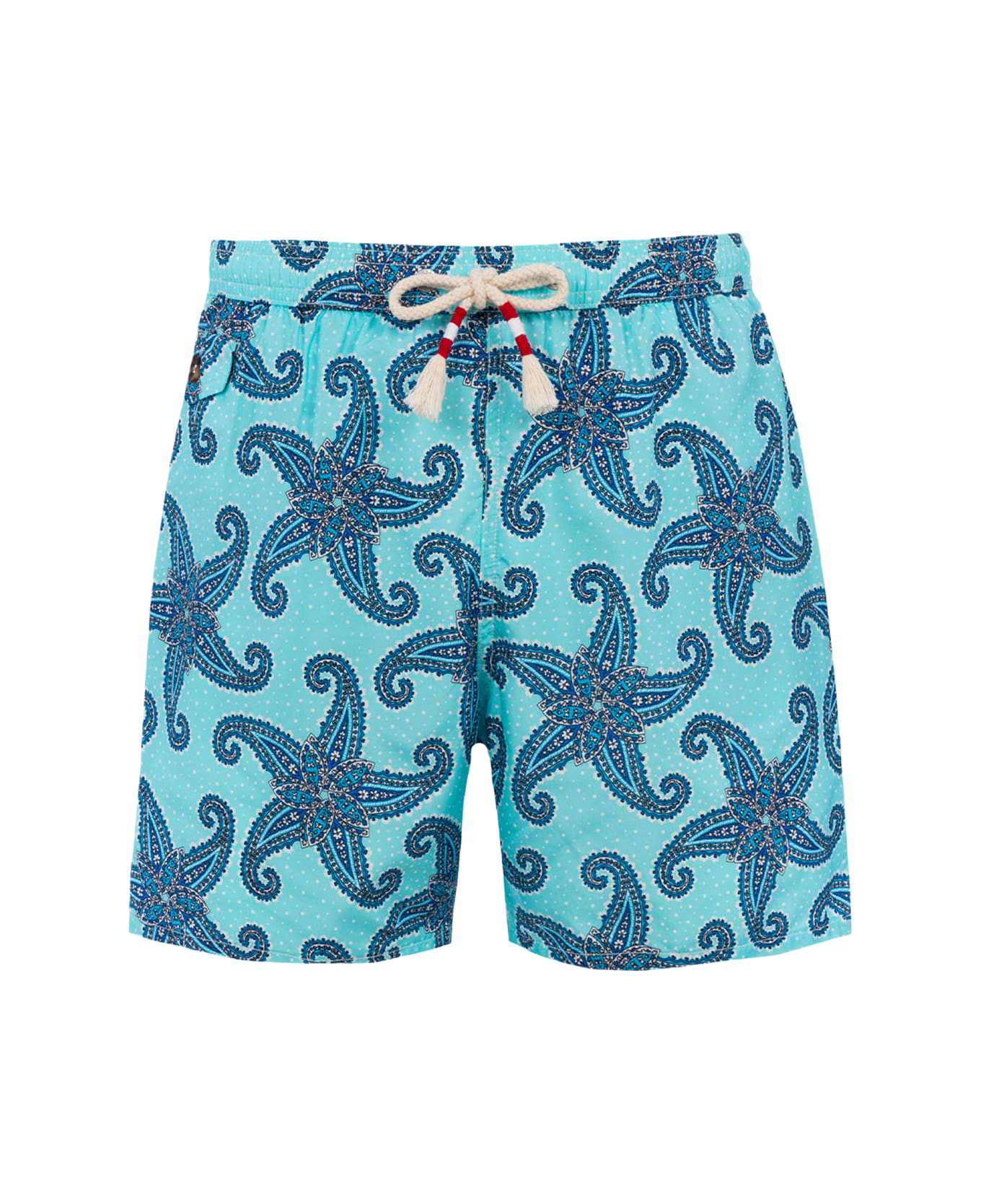 MC2 Saint Barth Man Lightweight Fabric Swim-shorts Lighting 70 With Paisley Print - SKY
