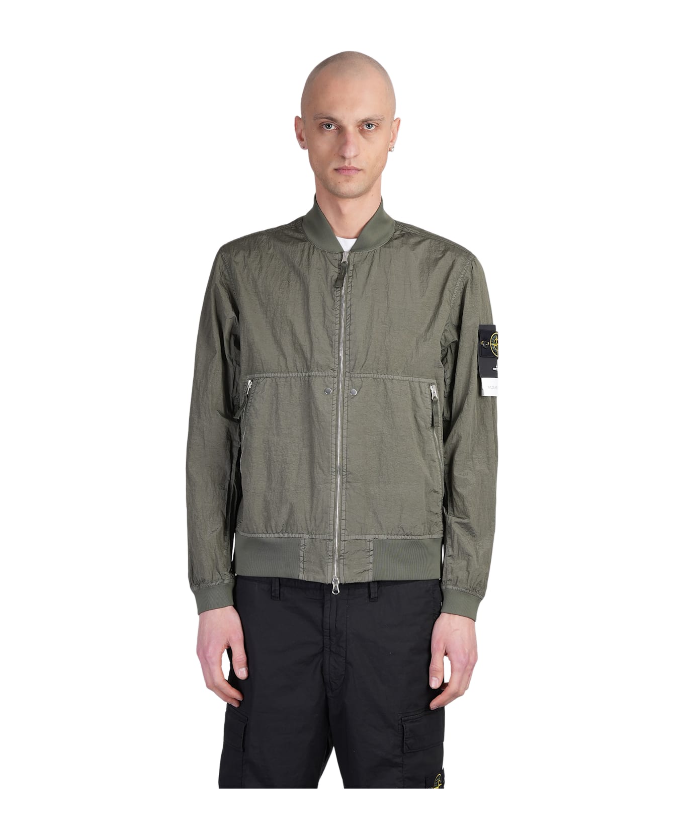 Bomber Jacket In Green Polyamide - Thumbnail 2