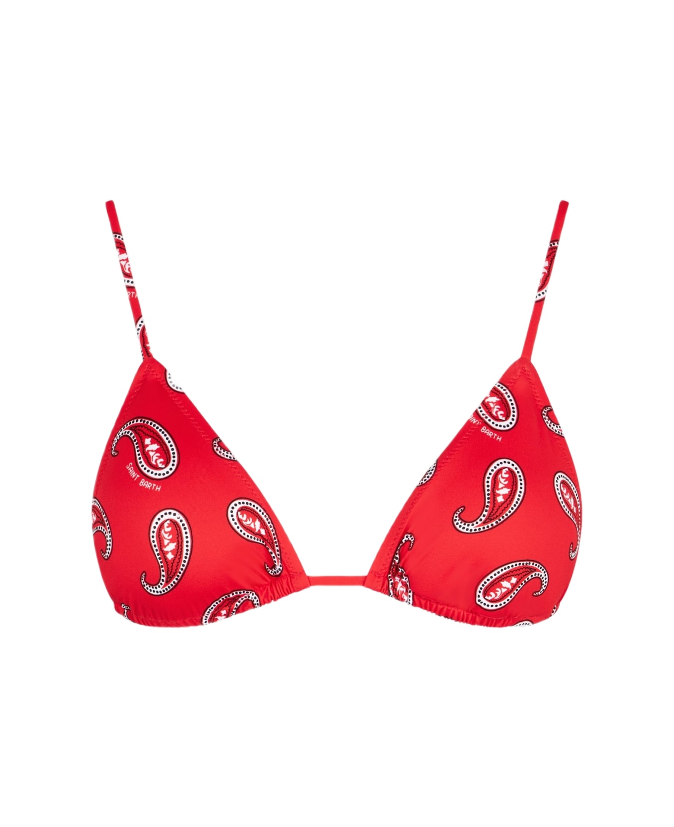 MC2 Saint Barth Woman Triangle Top With Paisley Print - RED