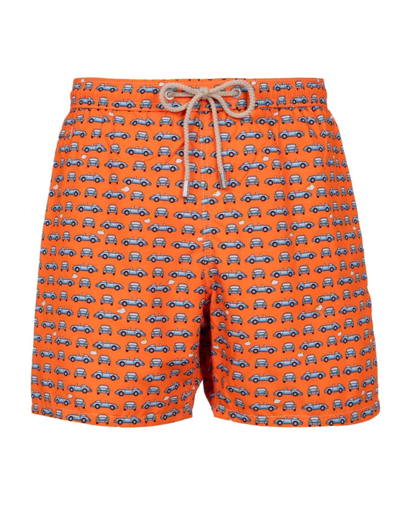 MC2 Saint Barth Man Lightweight Fabric Swim-shorts Lighting Micro Fantasy With Cars Print - FLUO