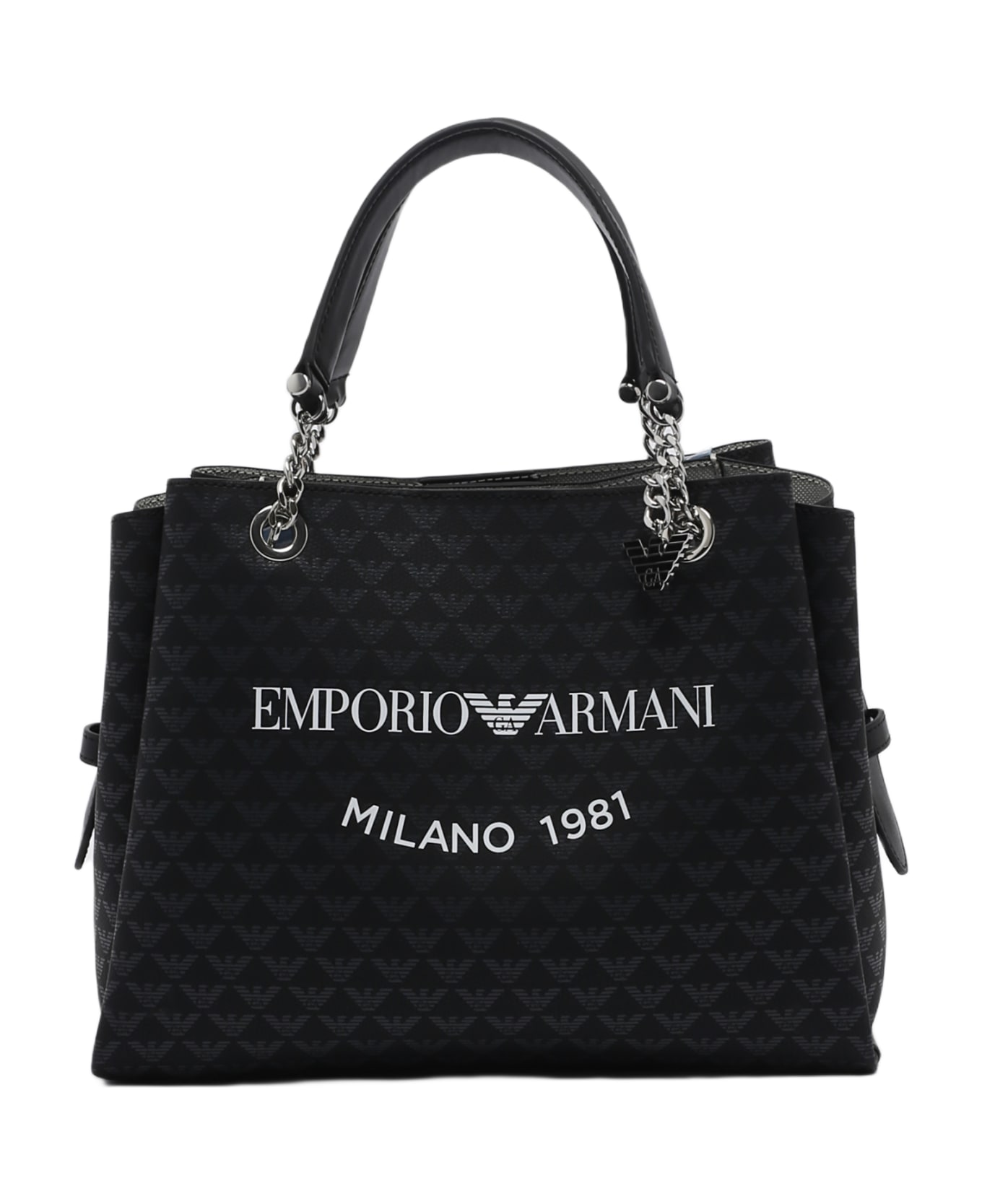 Emporio Armani Poliester Shoulder Bag - NERO-BIANCO トートバッグ