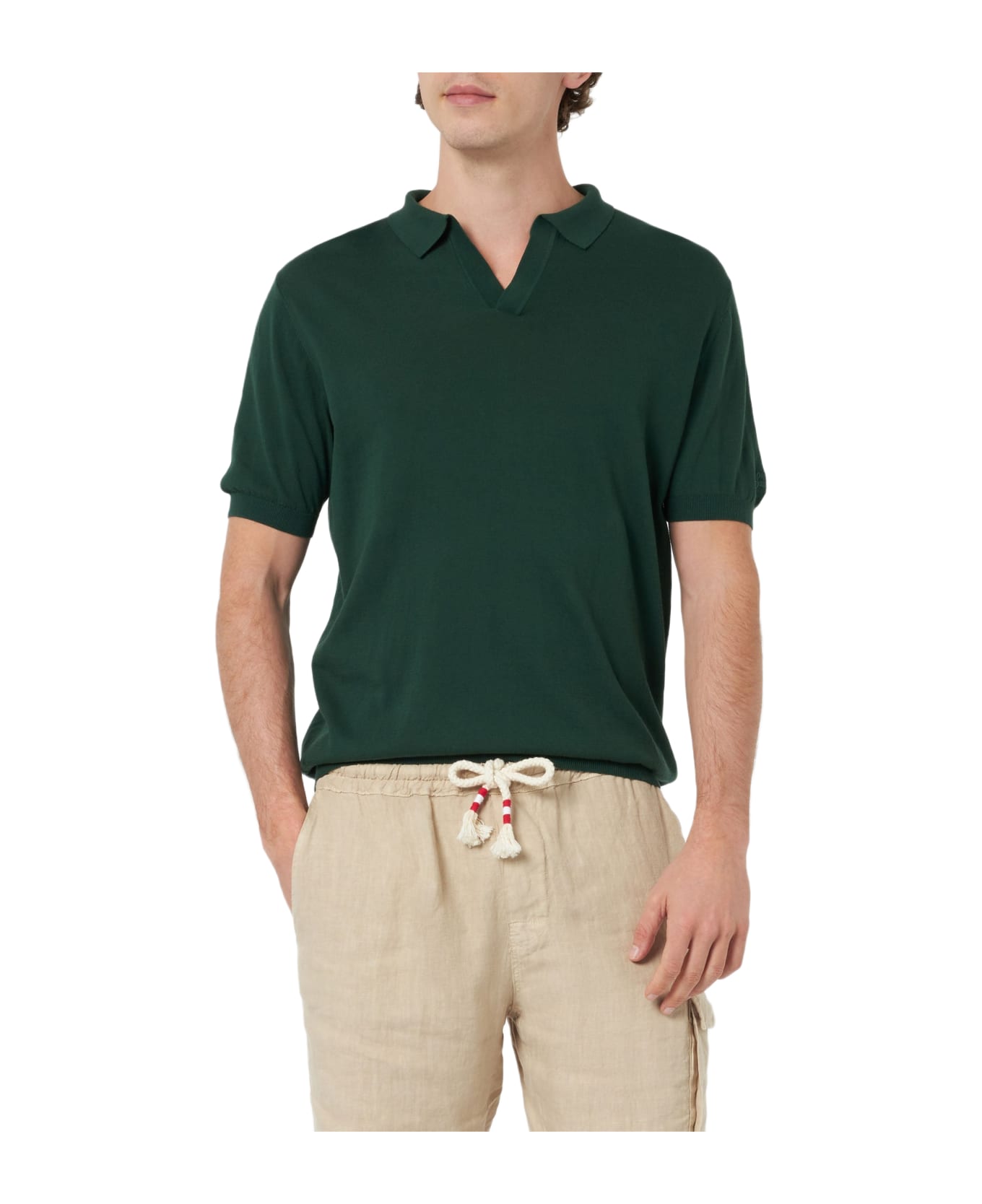 MC2 Saint Barth British Green Buttonless Knitted Polo Shirt Sloan - GREEN