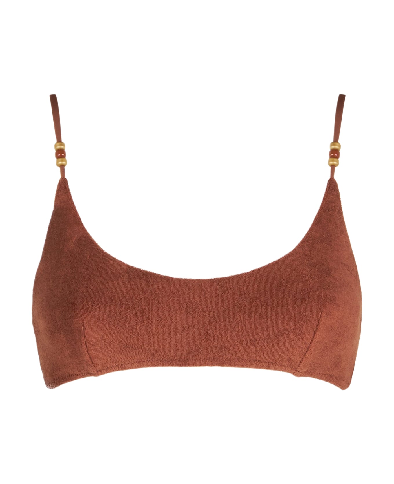 MC2 Saint Barth Woman Brown Terry Bralette Swimsuit With Charms - BROWN