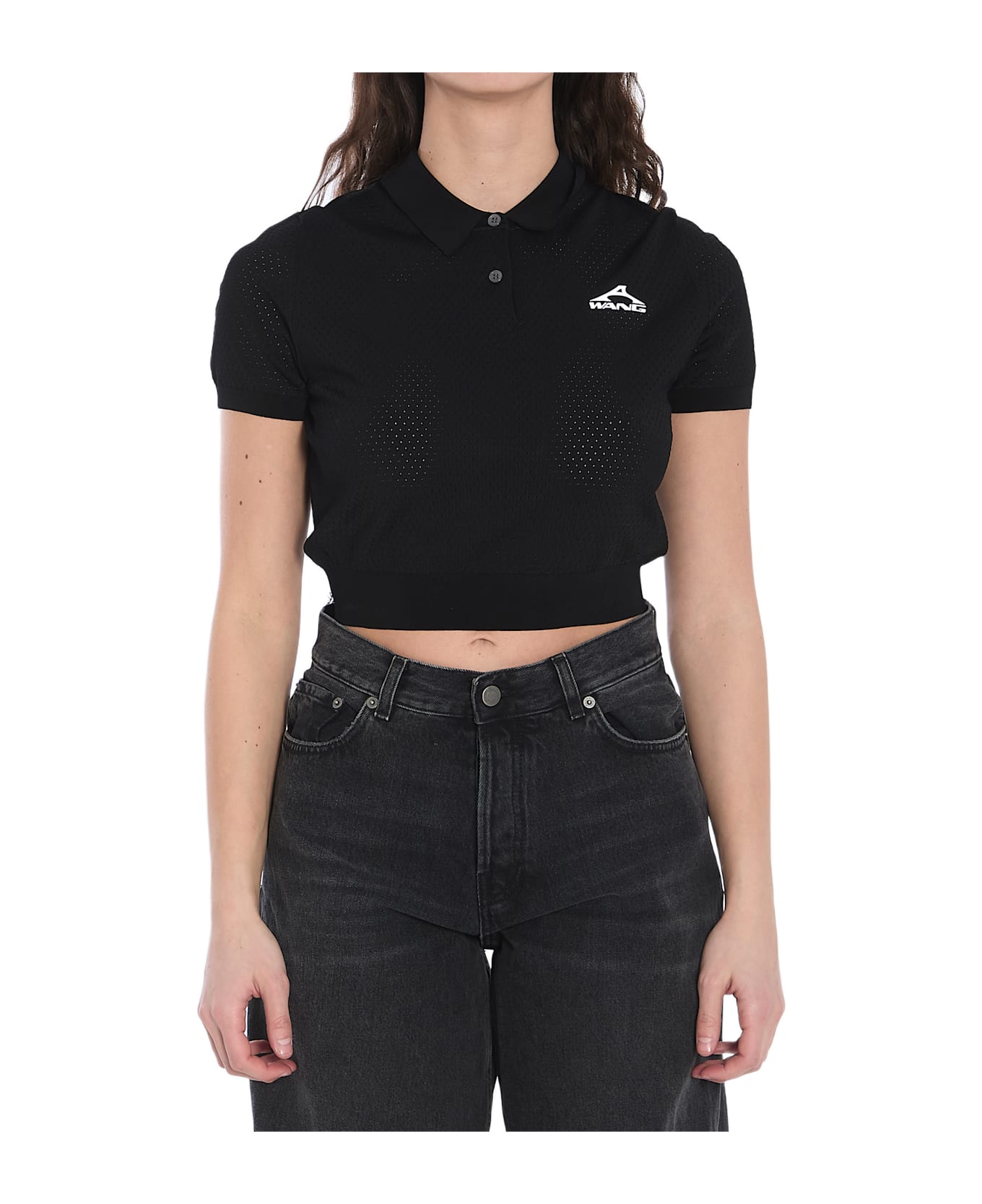 Alexander Wang Cropped Polo Shirt - BLACK