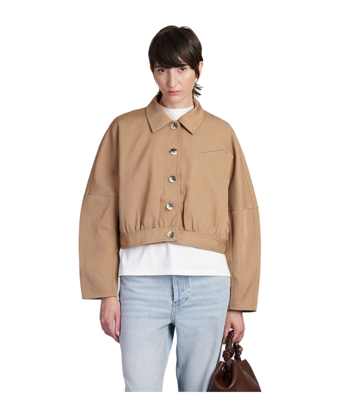 Ganni Casual Jacket In Beige Polyester - beige