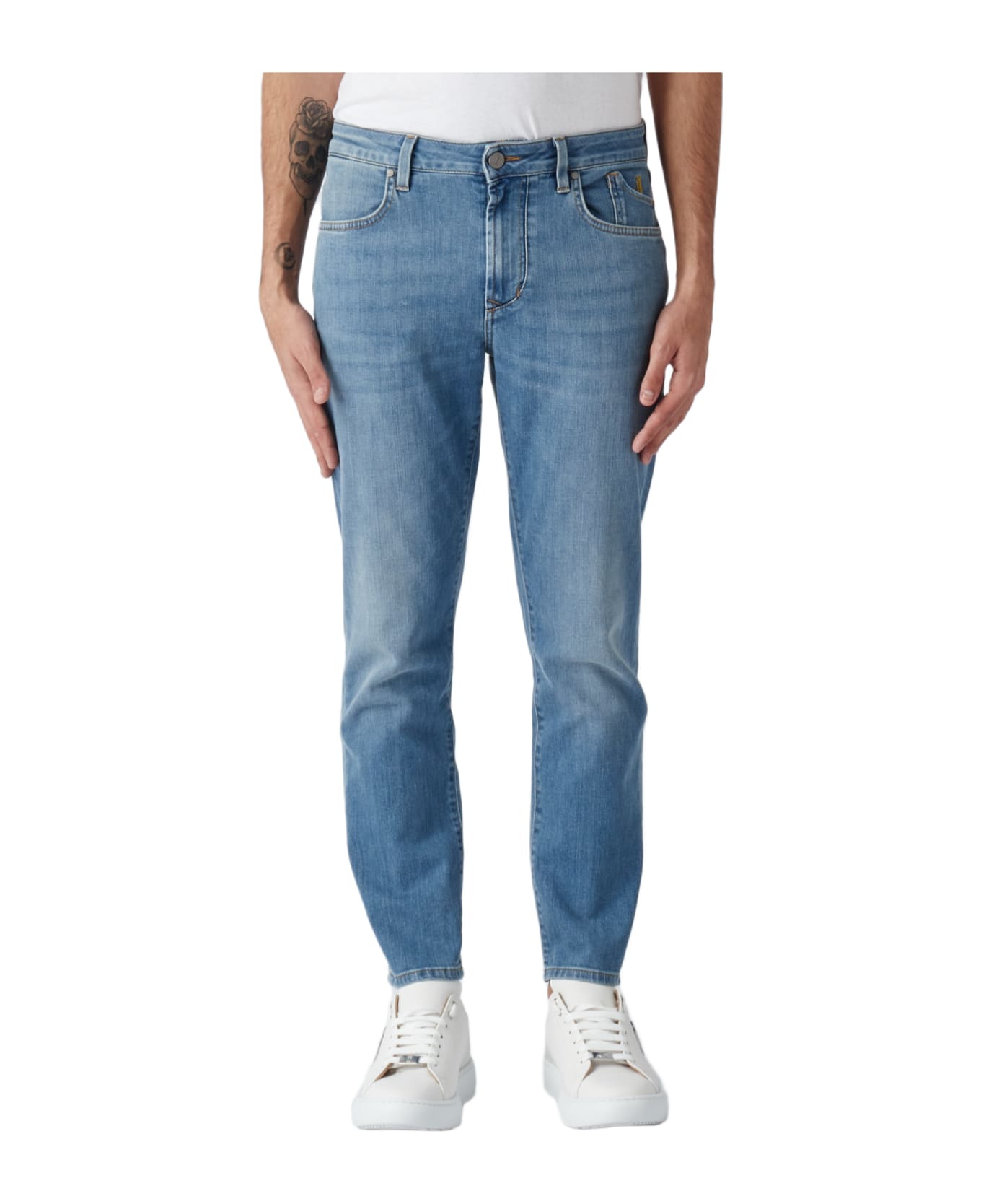 Jeckerson Pantalone Uomo 5 Tasche Patch Jeans - DENIM CHIARO