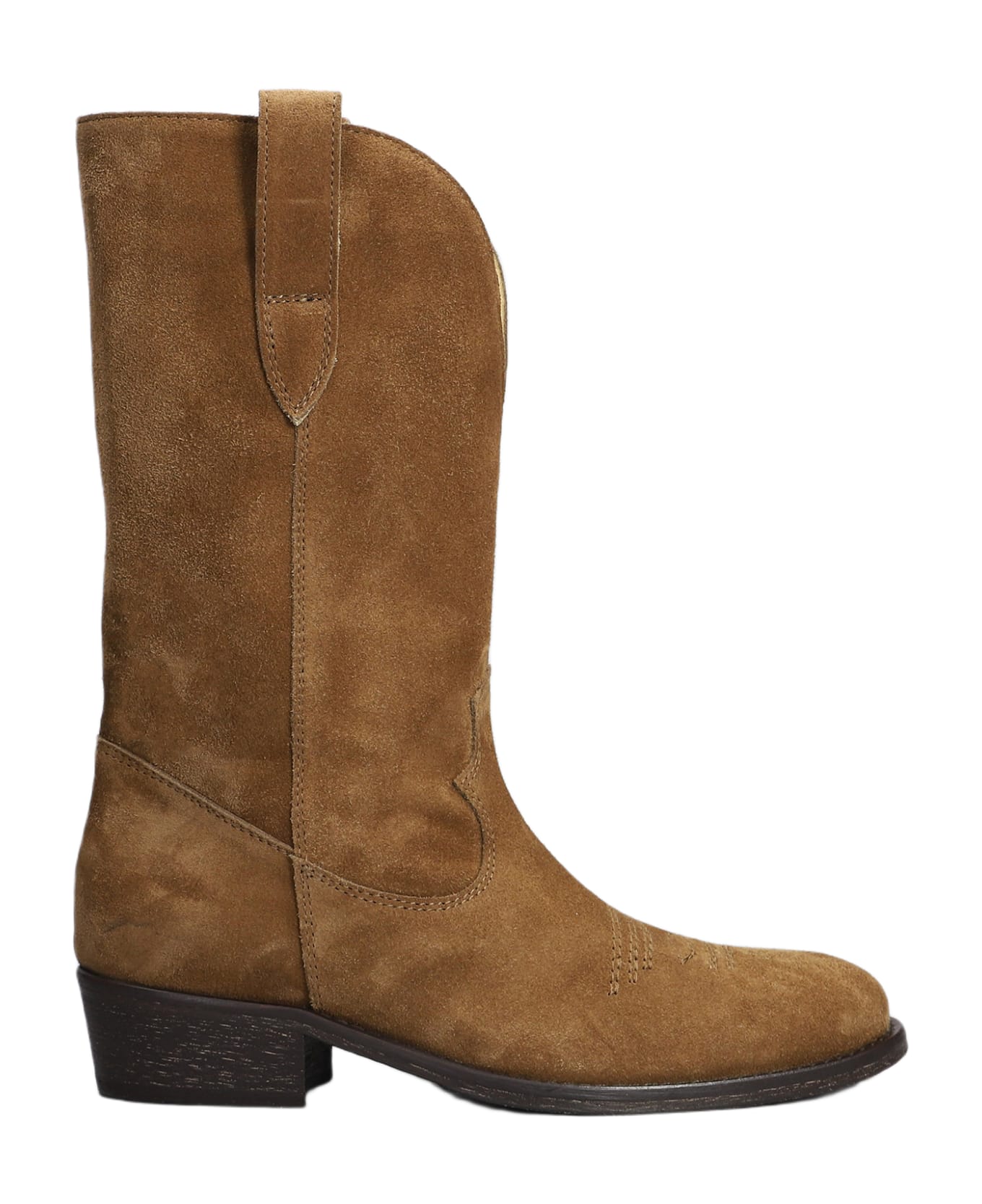 Via Roma 15 Texan Ankle Boots In Leather Color Suede - leather color