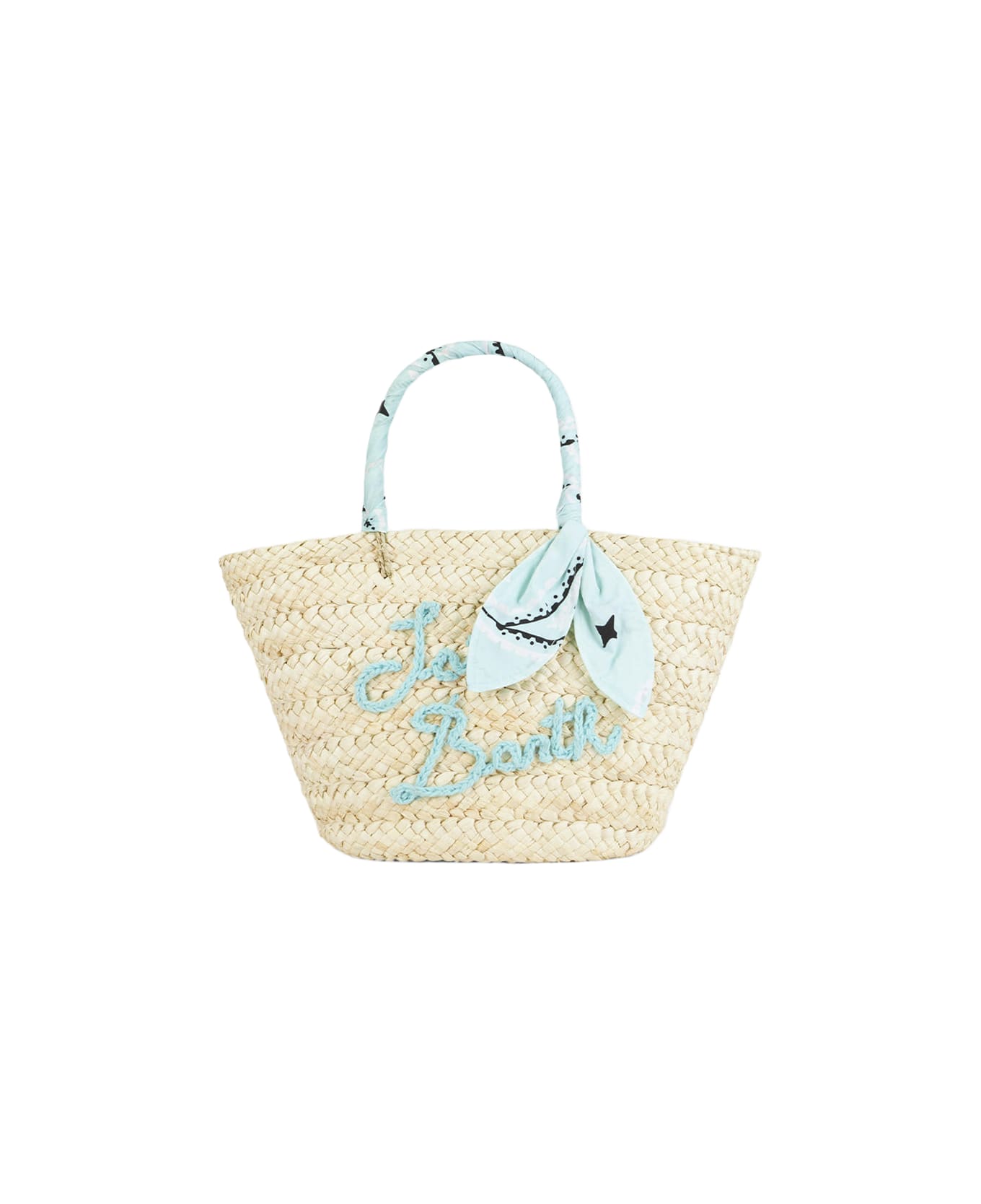 MC2 Saint Barth Small Straw Bag Kylie With Embroidery And Paisley Handles - GREEN