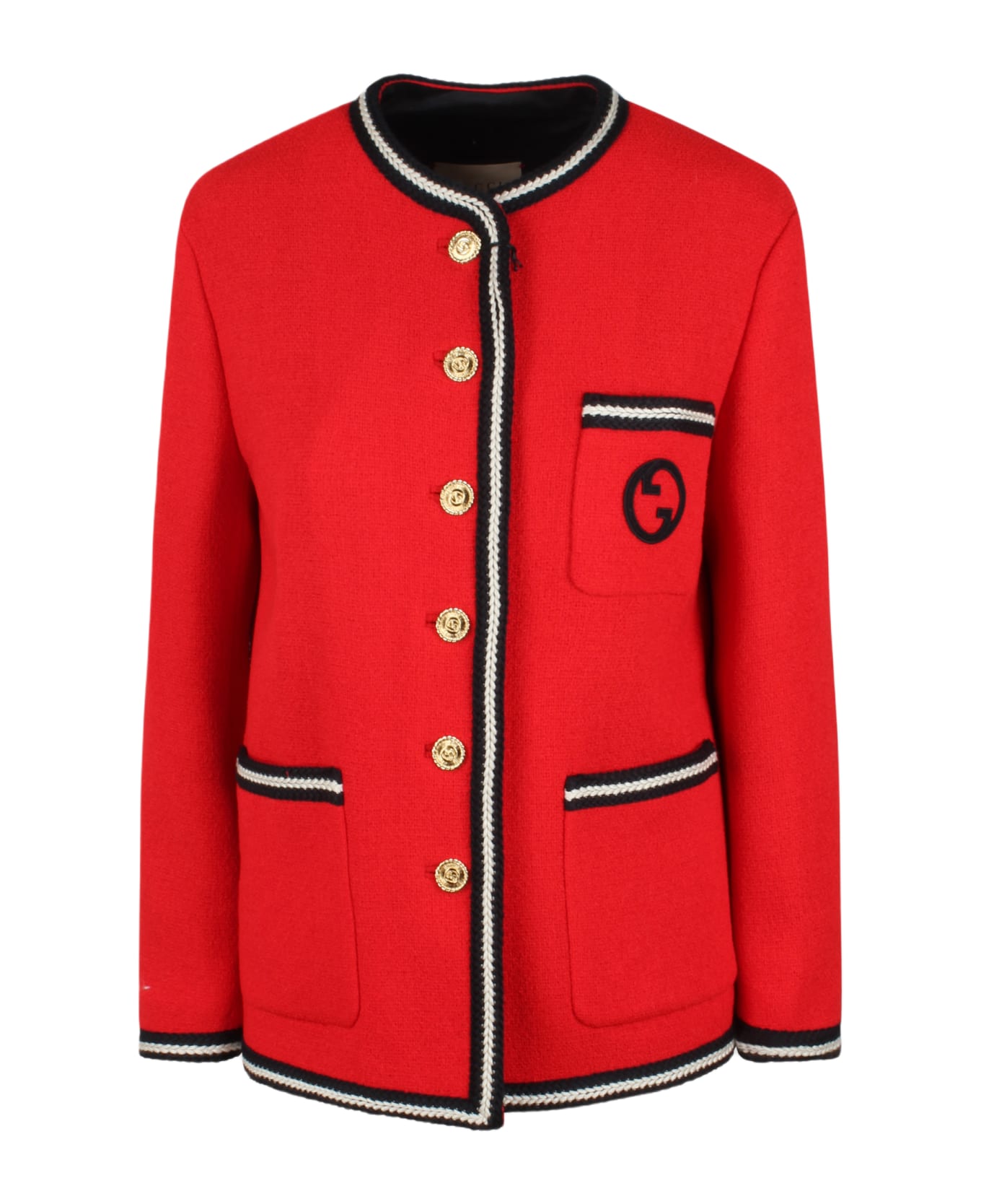 Gucci Round Interlocking G Tweed Jacket - Red ジャケット