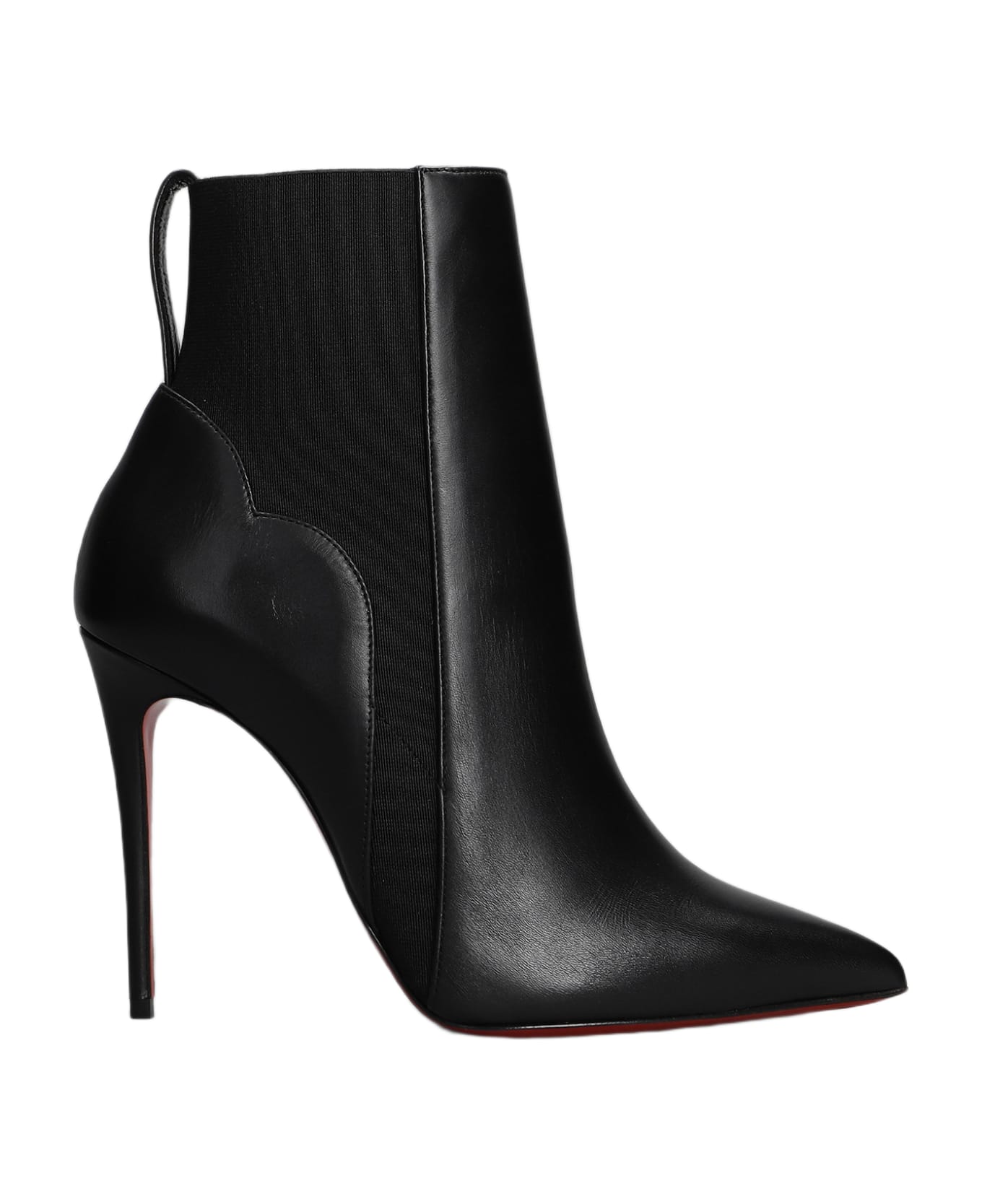 Christian Louboutin Chelsea Chick Booty High Heels Ankle Boots In Black Leather - black