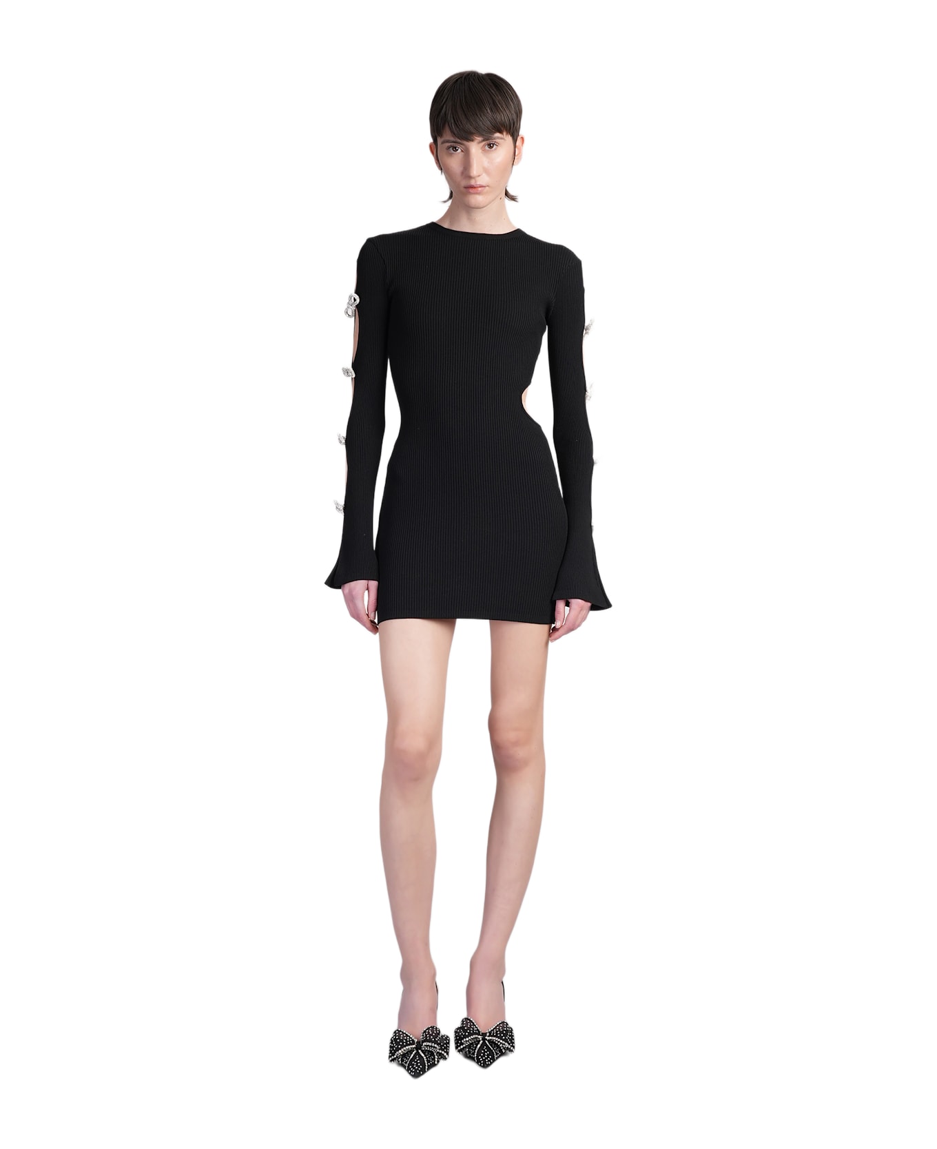 Mach & Mach Mini Dress In Black Cotton - black
