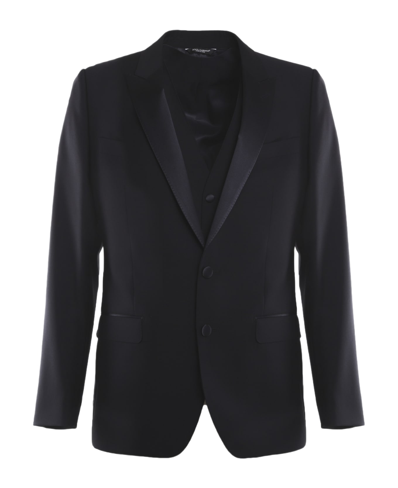 Dolce & Gabbana Suit Made Of Virgin Wool With Silk Inserts - Blue