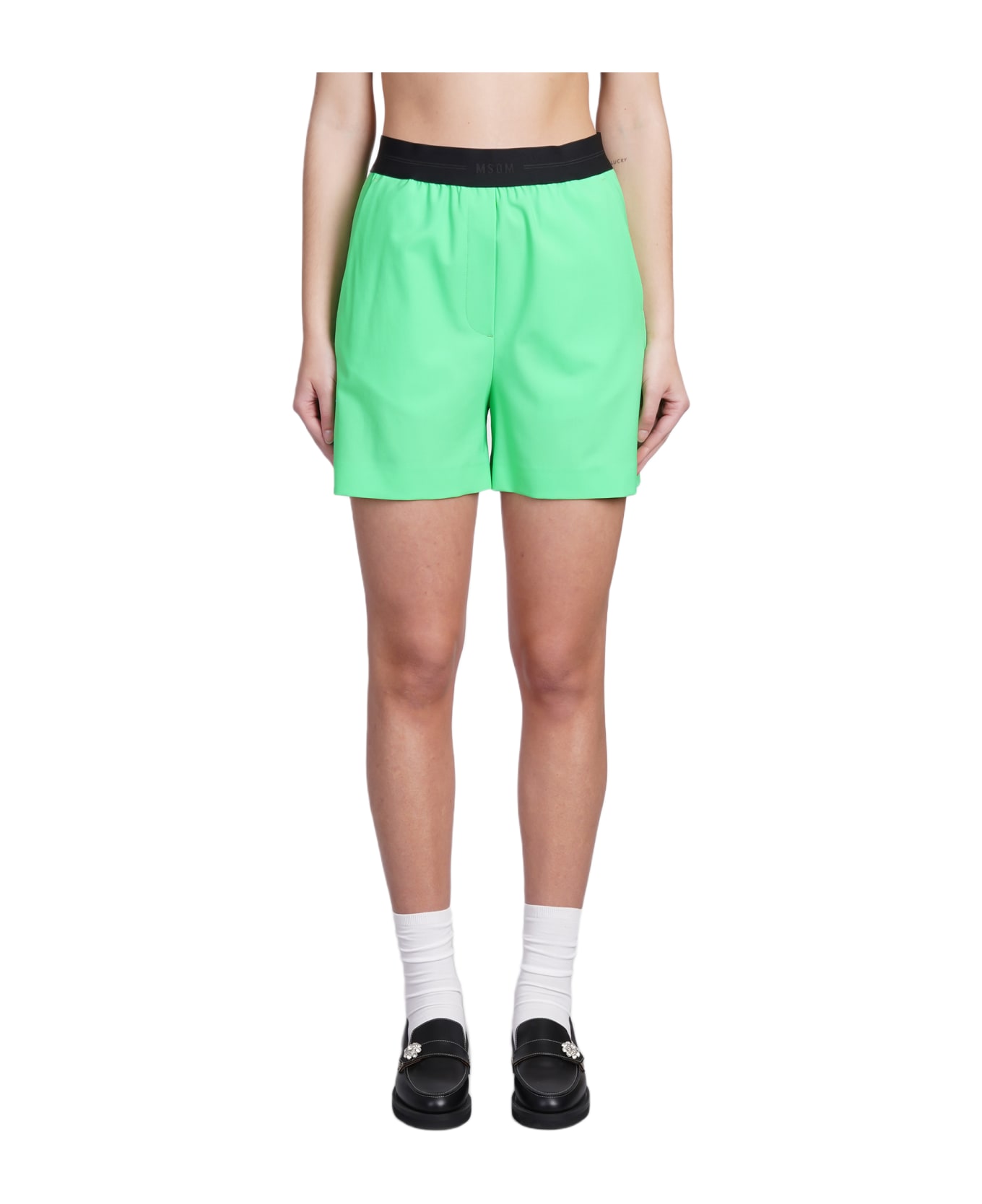 MSGM Shorts In Green Wool