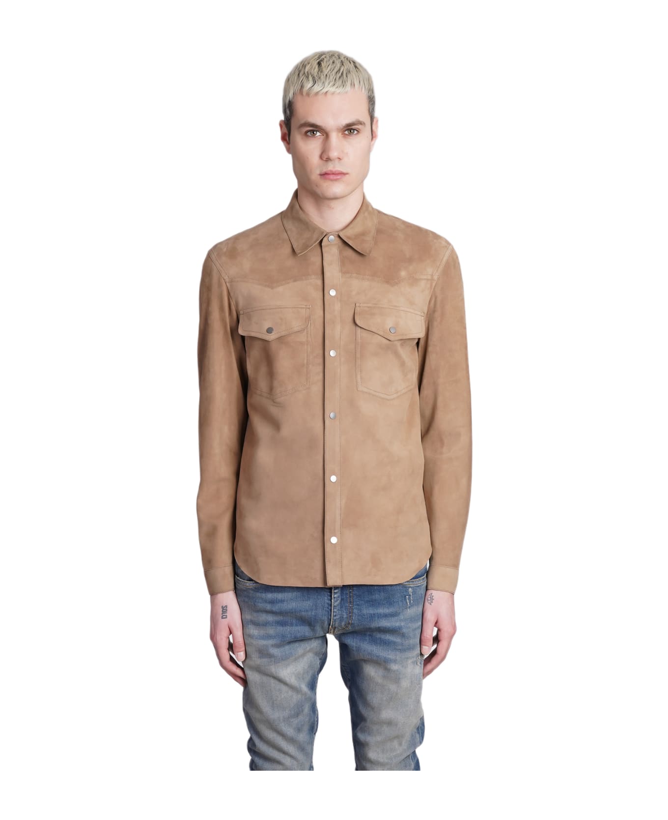 Salvatore Santoro Shirt In Beige Leather - beige