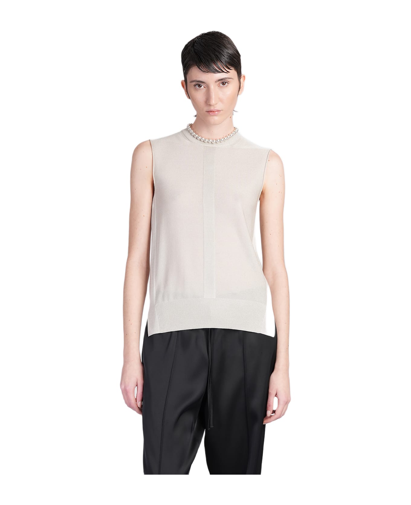 Jil Sander Cn Slvs Gilet Topwear In Grey Viscose - grey