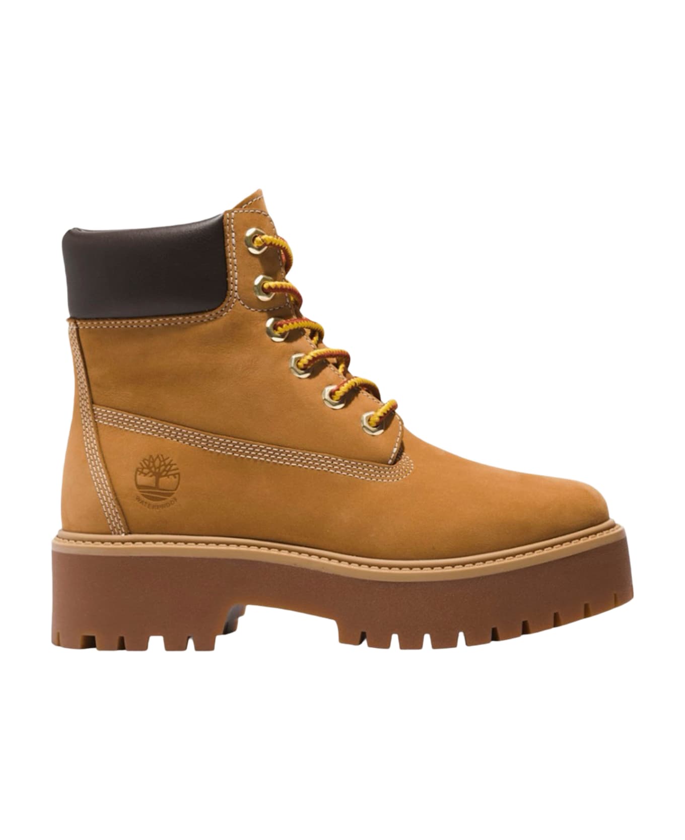 Timberland Stone Street Leather Platform Ankle Boots - Wheat