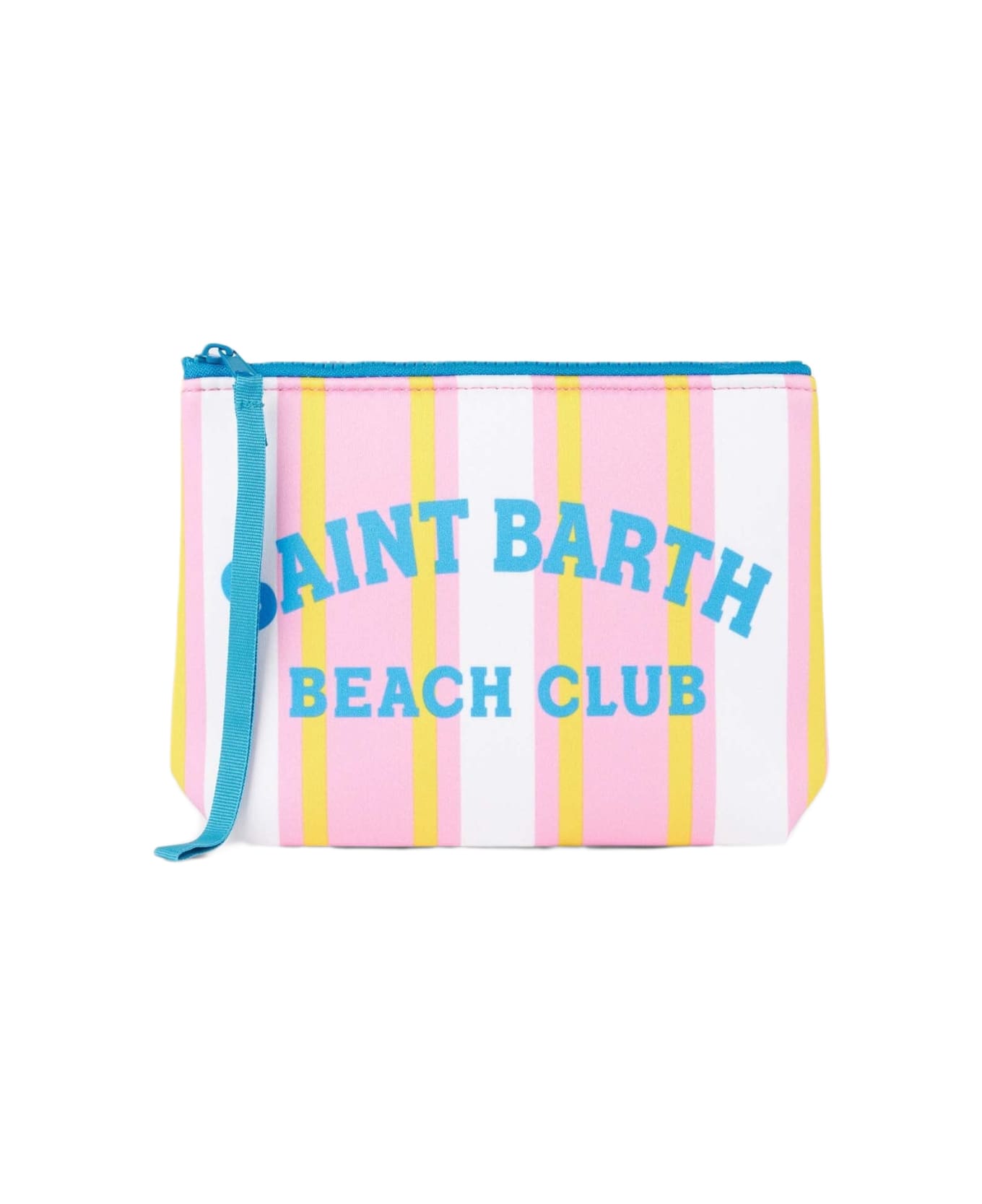 MC2 Saint Barth Aline Scuba Pochette With Pink And Yellow Striped Print - PINK