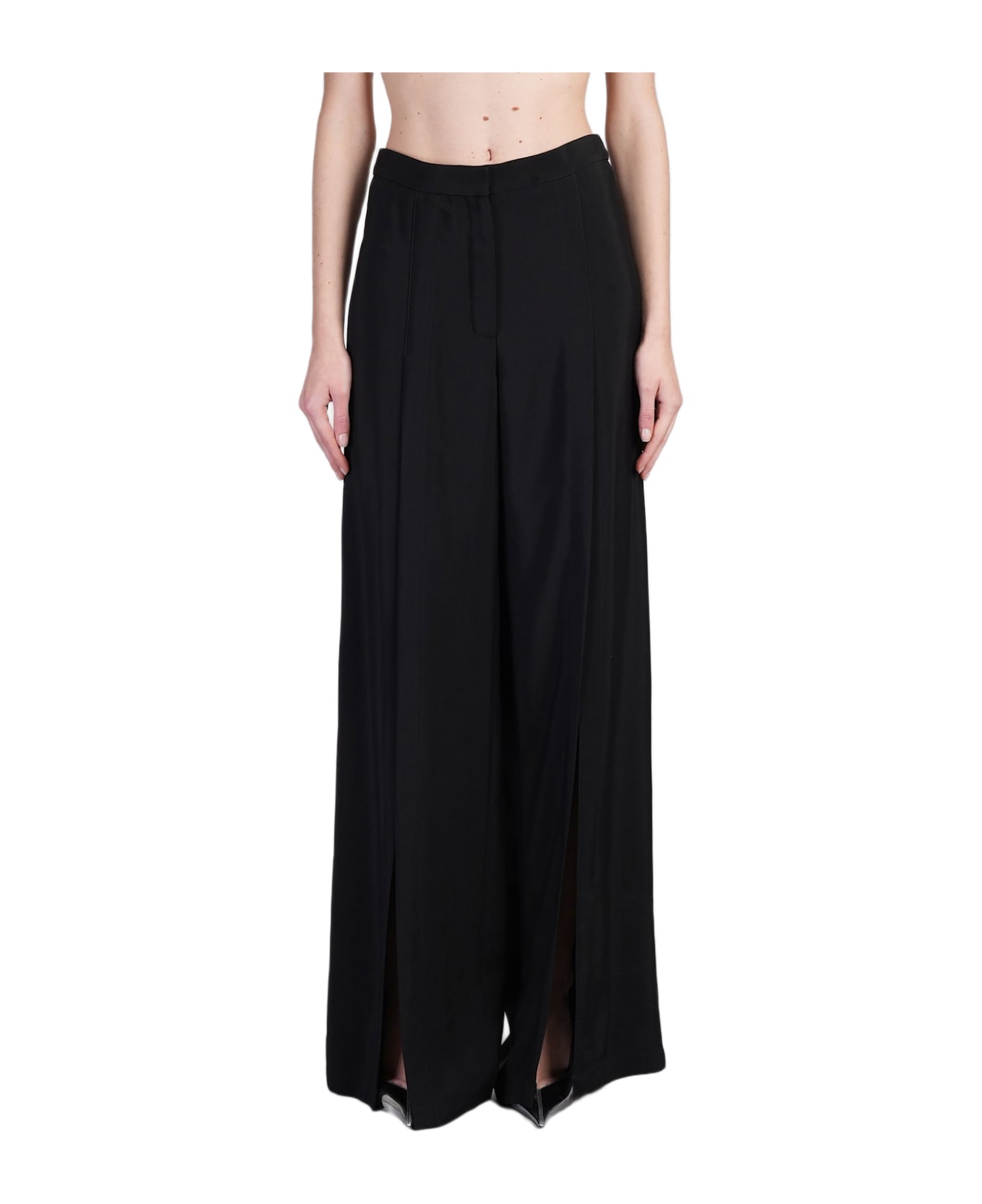 Mugler Pants In Black Viscose - black
