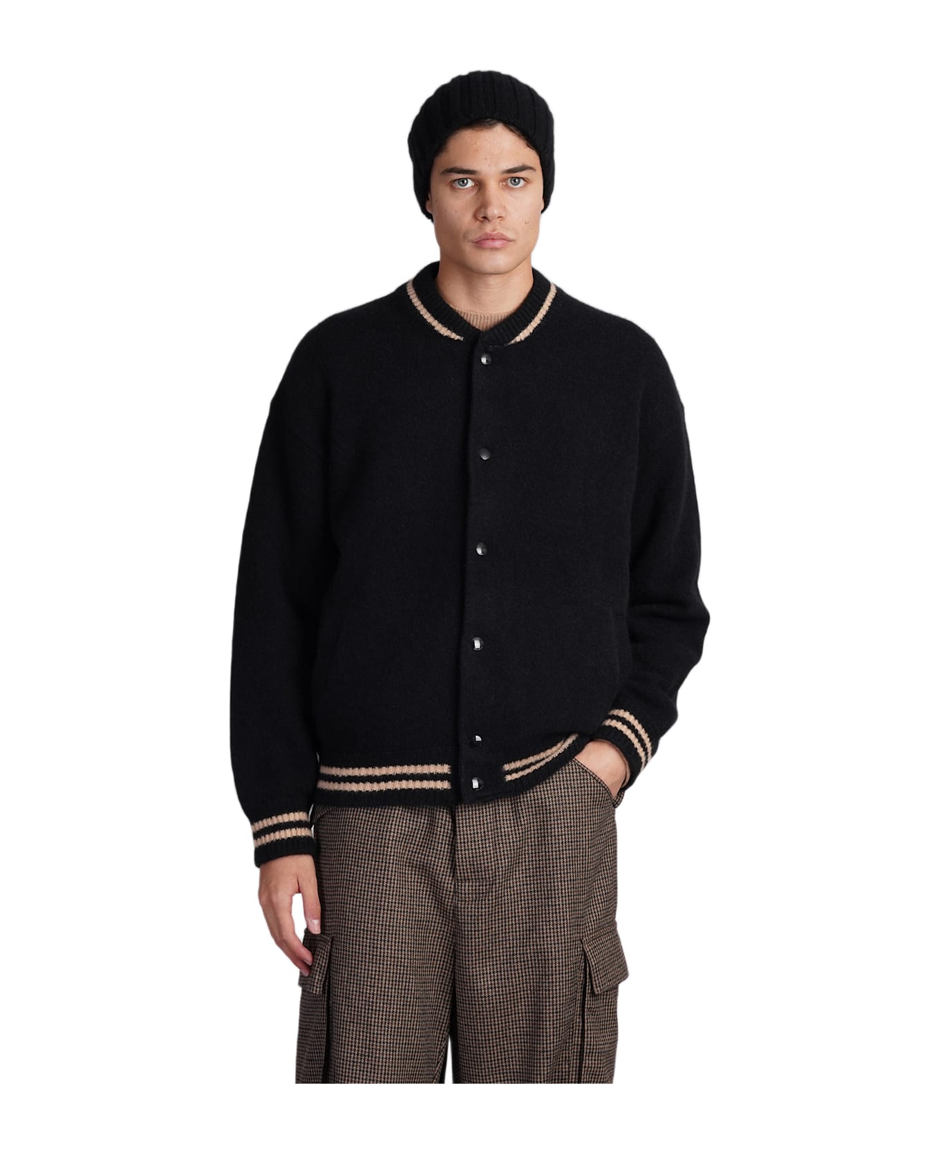 Laneus Bomber In Black Cashmere - black