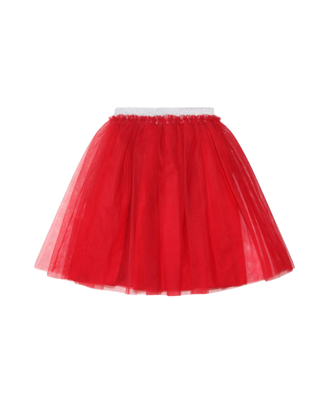 Il Gufo Red Tulle Pleated Skirt - Red