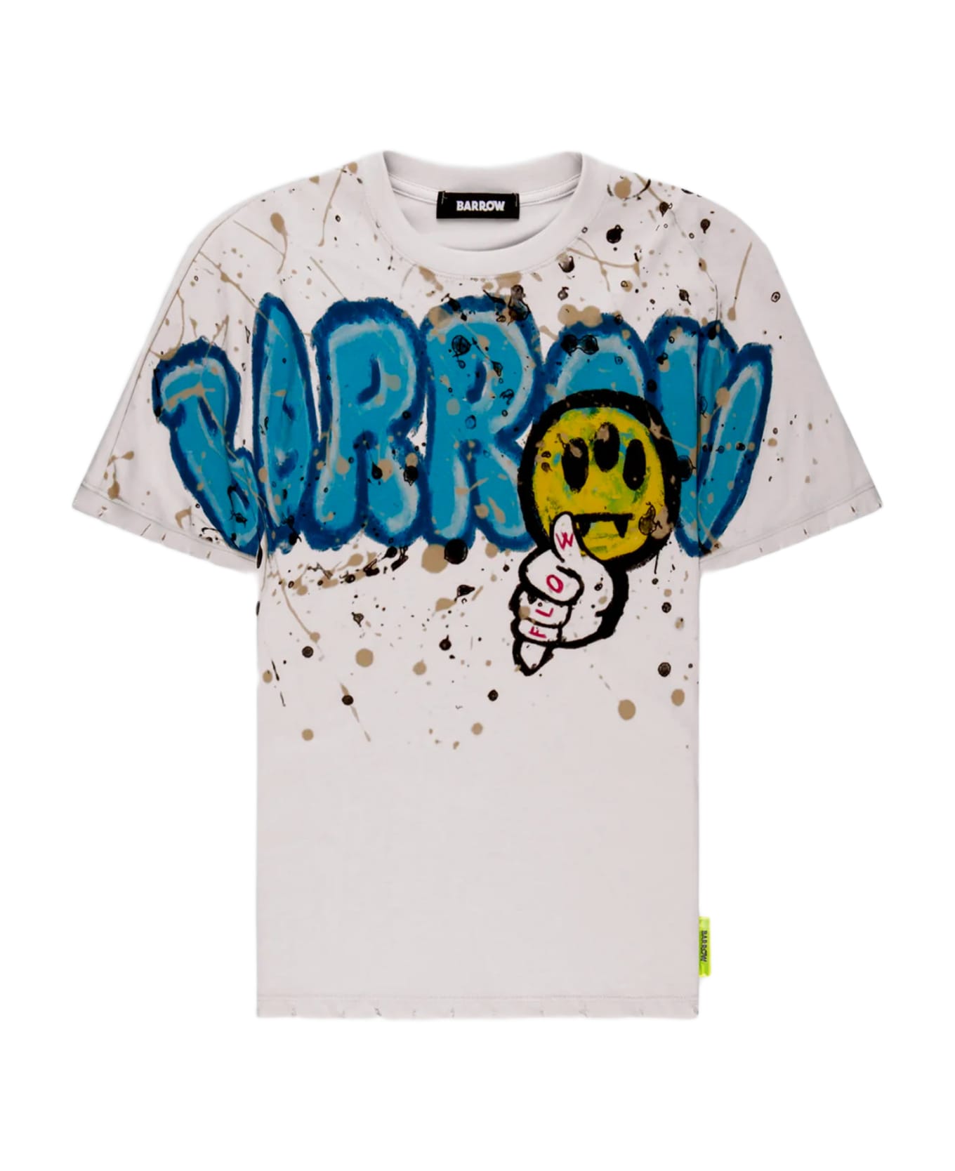 Barrow Jersey T-shirt Unisex Off White Cotton T-shirt With Graffiti Logo And Smile Print - Bianco Tシャツ