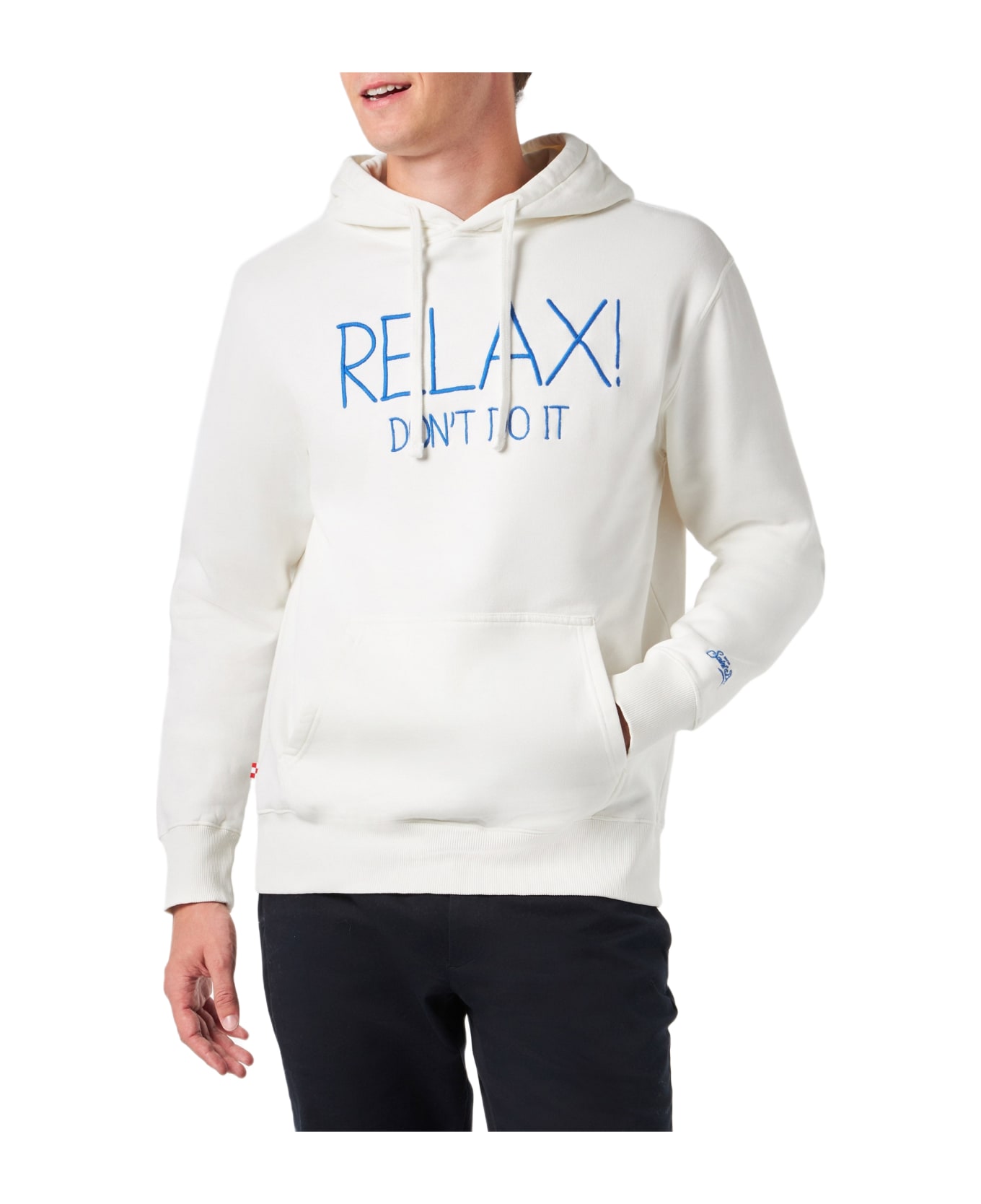 MC2 Saint Barth Man White Hoodie With Relax Don
t Do It Embroidery - WHITE