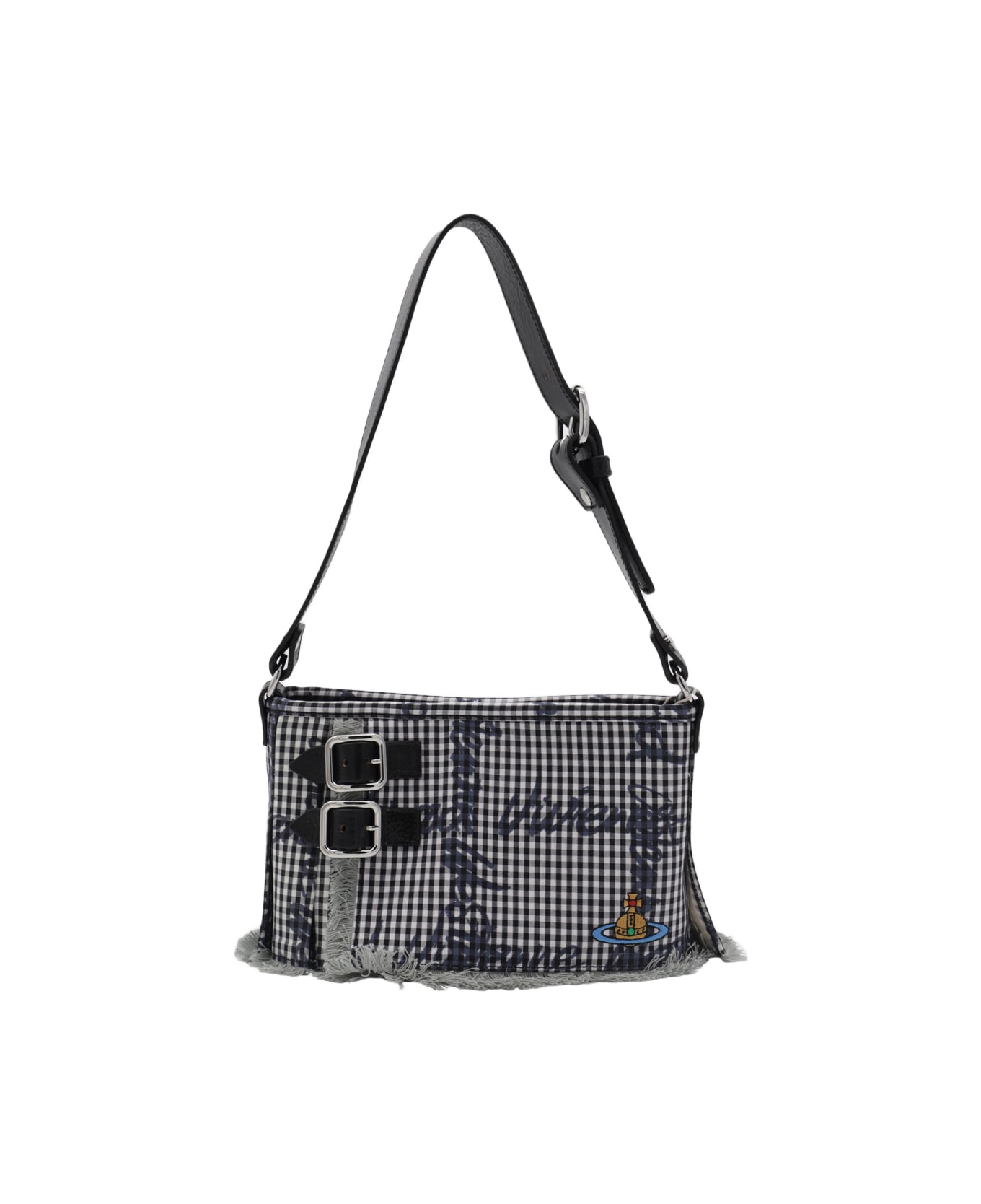 Vivienne Westwood Black Cotton Shoulder Bag - BLACK/WHITE