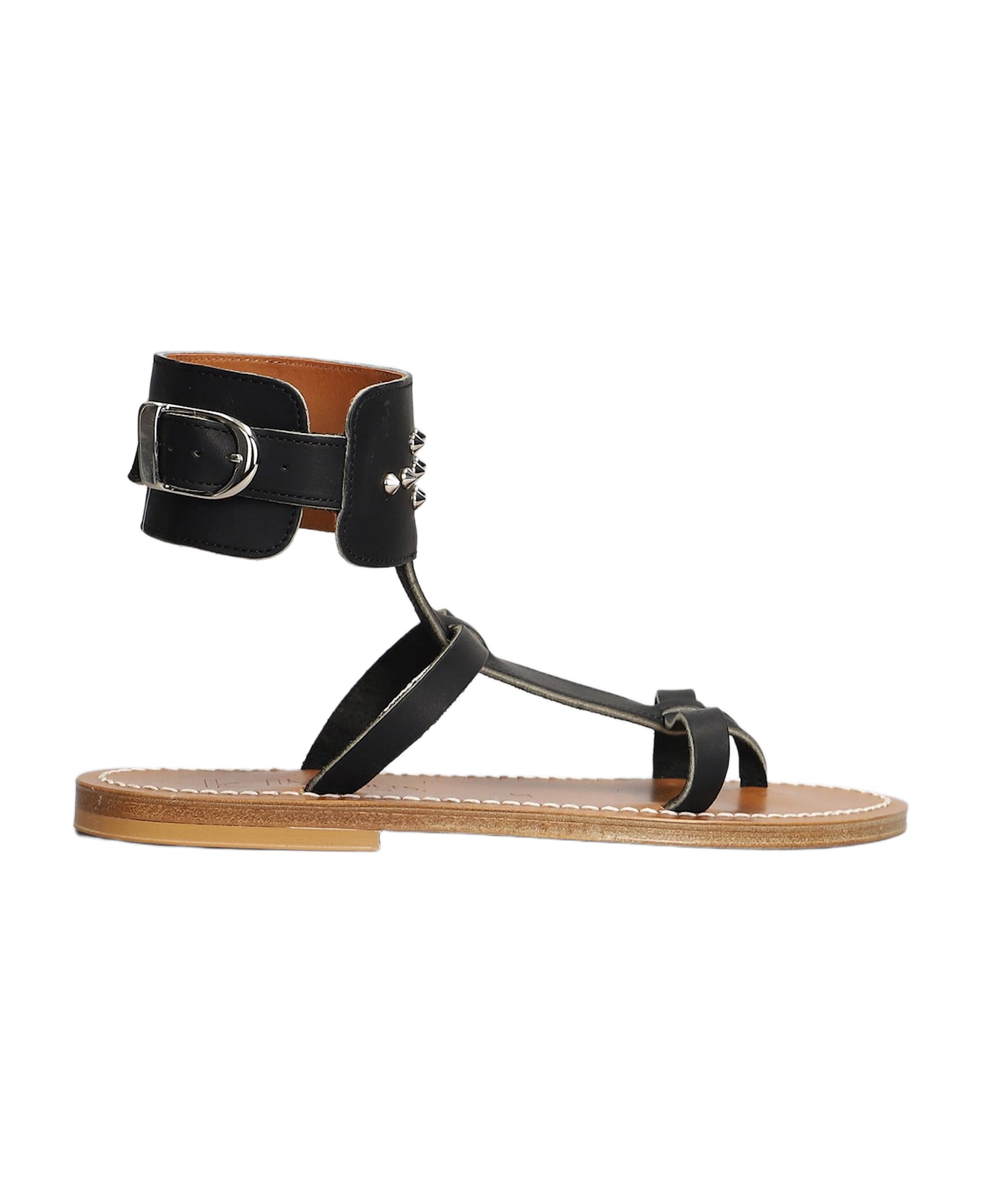 K.Jacques Clipper F Flats In Black Leather - black