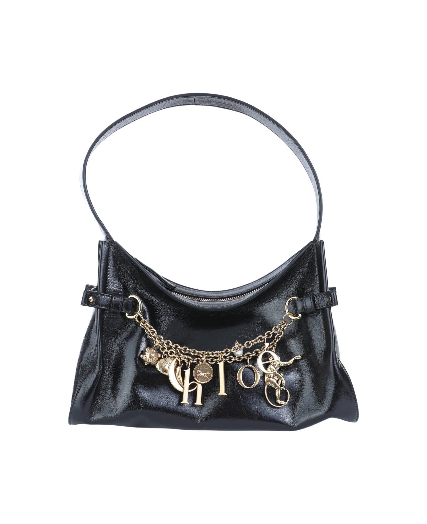 Chloé Black Leather Hobo Chloe
 Charms Shoulder Bag - Black